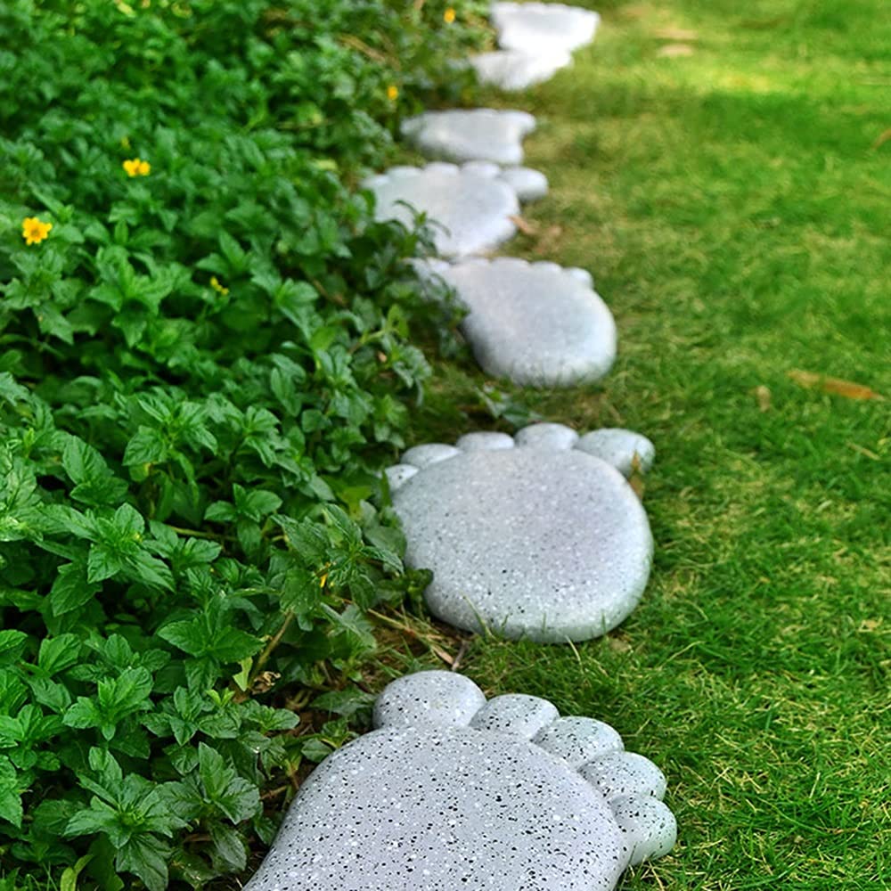 Garden Stepping Stone Steps Resin Foot Shape Hard Wearing Outdoor