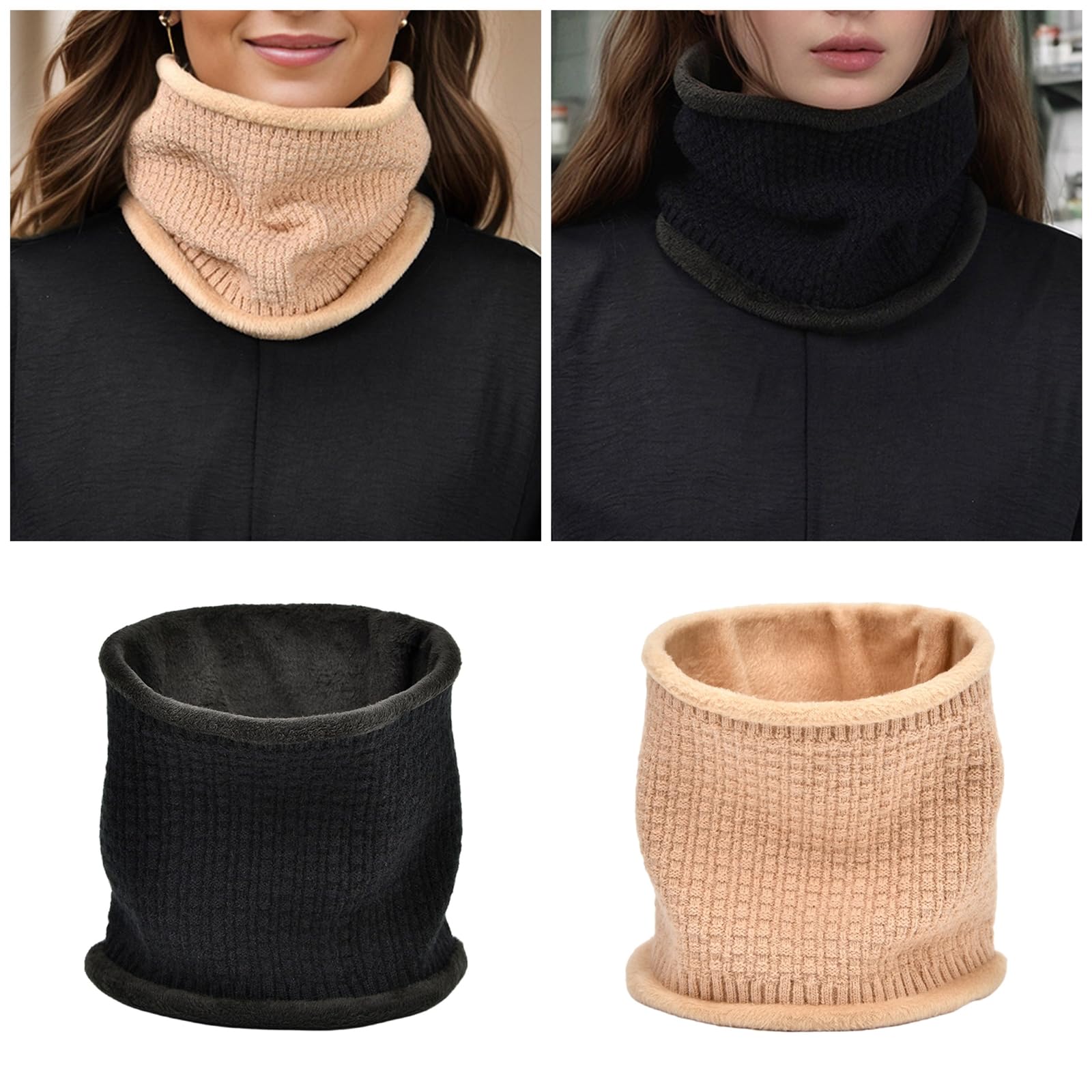 GKOXUQ Knit Shawl Casual Scarf Neckerchief Warm Scarf Fashion Detachable Windproof Knitted Turtleneck Collar Scarf