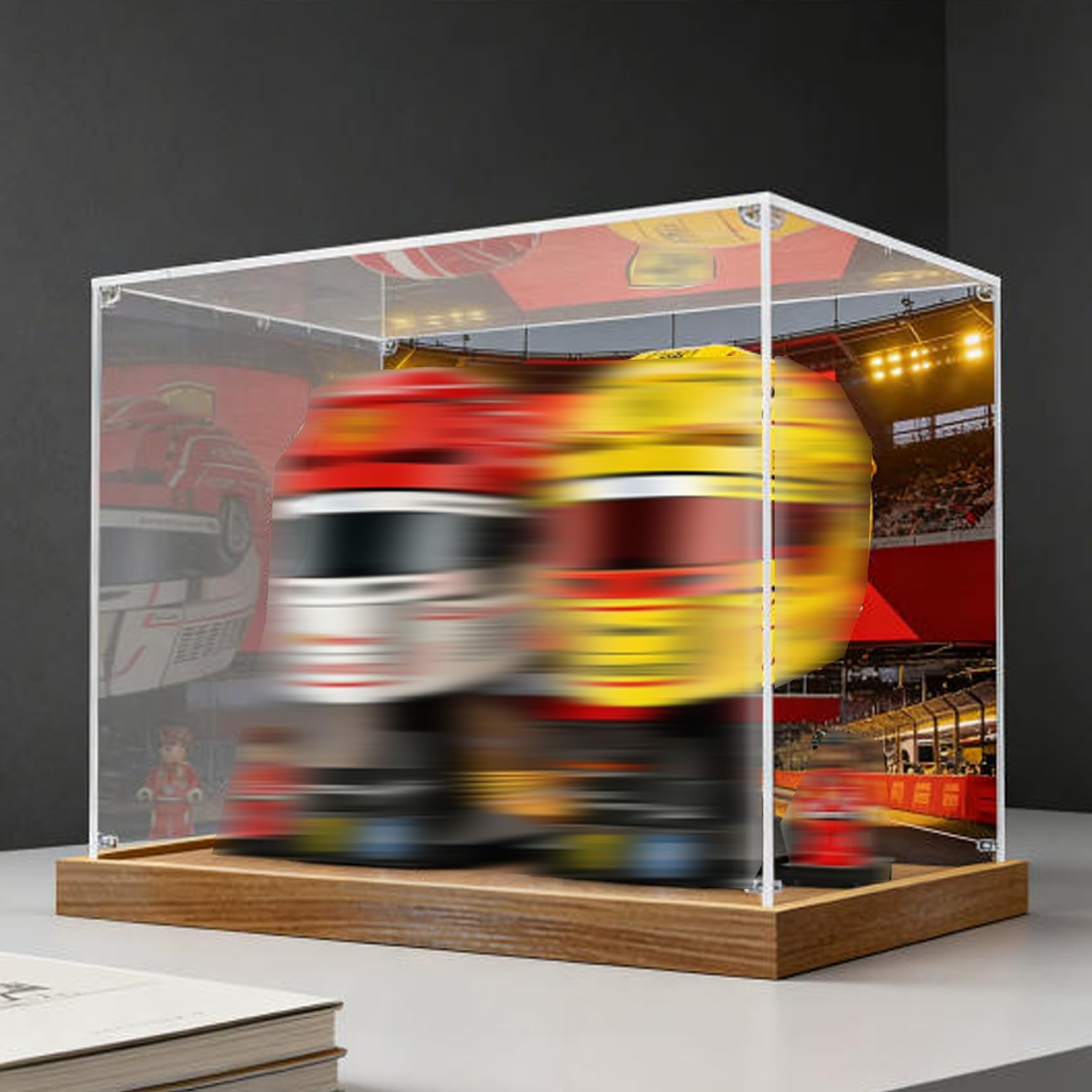 Transparent Acrylic Display Case for Lego 43014 43022 Helmet Model, Clear Box, Storage Box, Dustproof Box (Model not included) (Background)