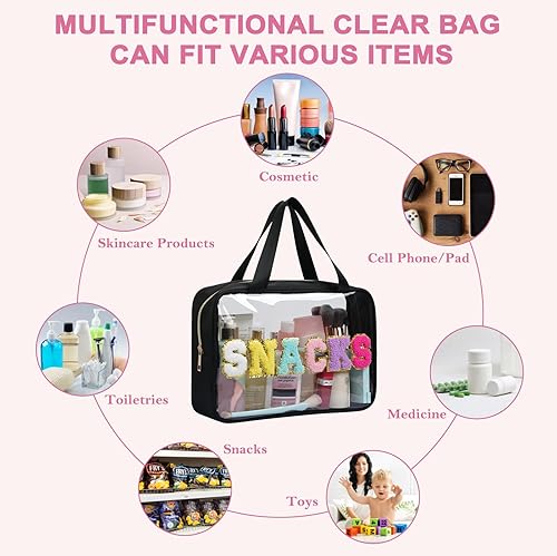 Miniatura 3 de Yowivon Bolsas transparentes para conciertos de estadio, bolsa de maquillaje, bolsa de aseo grande de viaje, bolsa de fin de semana, regalos de