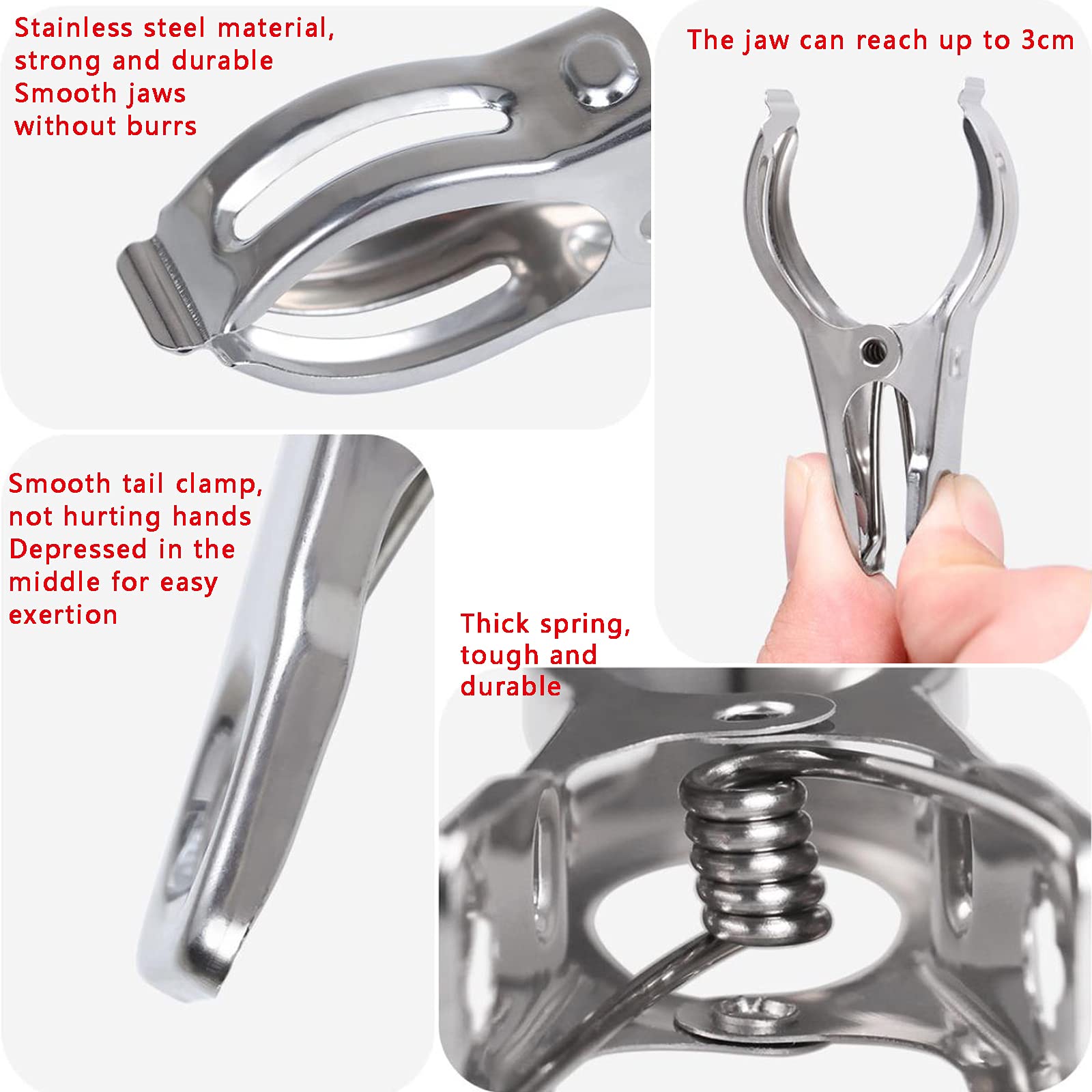 20 mollette in acciaio inox, clip in metallo per lavanderia e