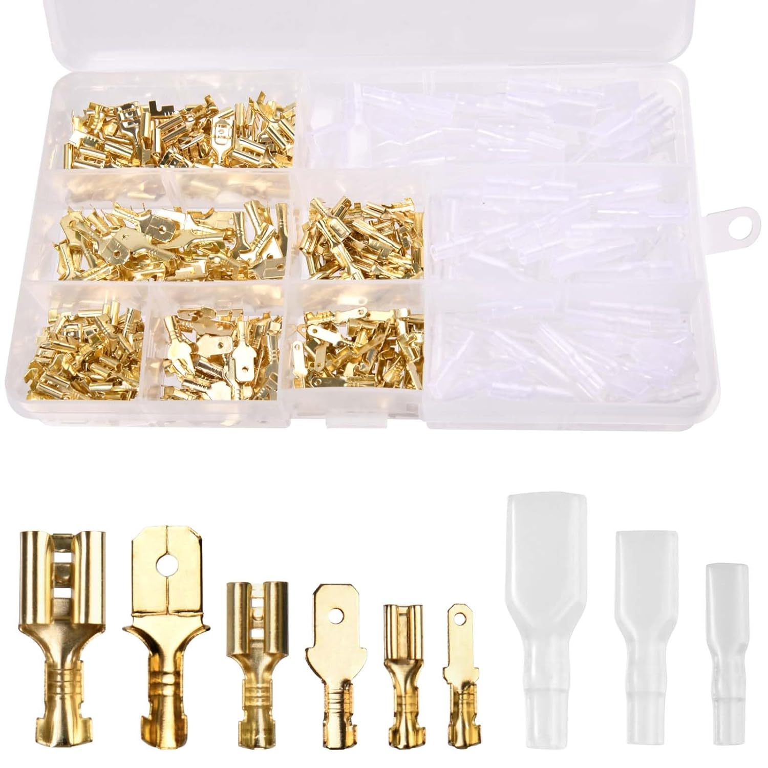 360 Pcs 2.8mm 4.8mm 6.3mm Male and Female Spade Connectors Kit with Insulating Sleeve, Quick Splice Crimp Terminals Wire Spade Connectors Block Kit for Car Audio Speaker Electrical Wiring