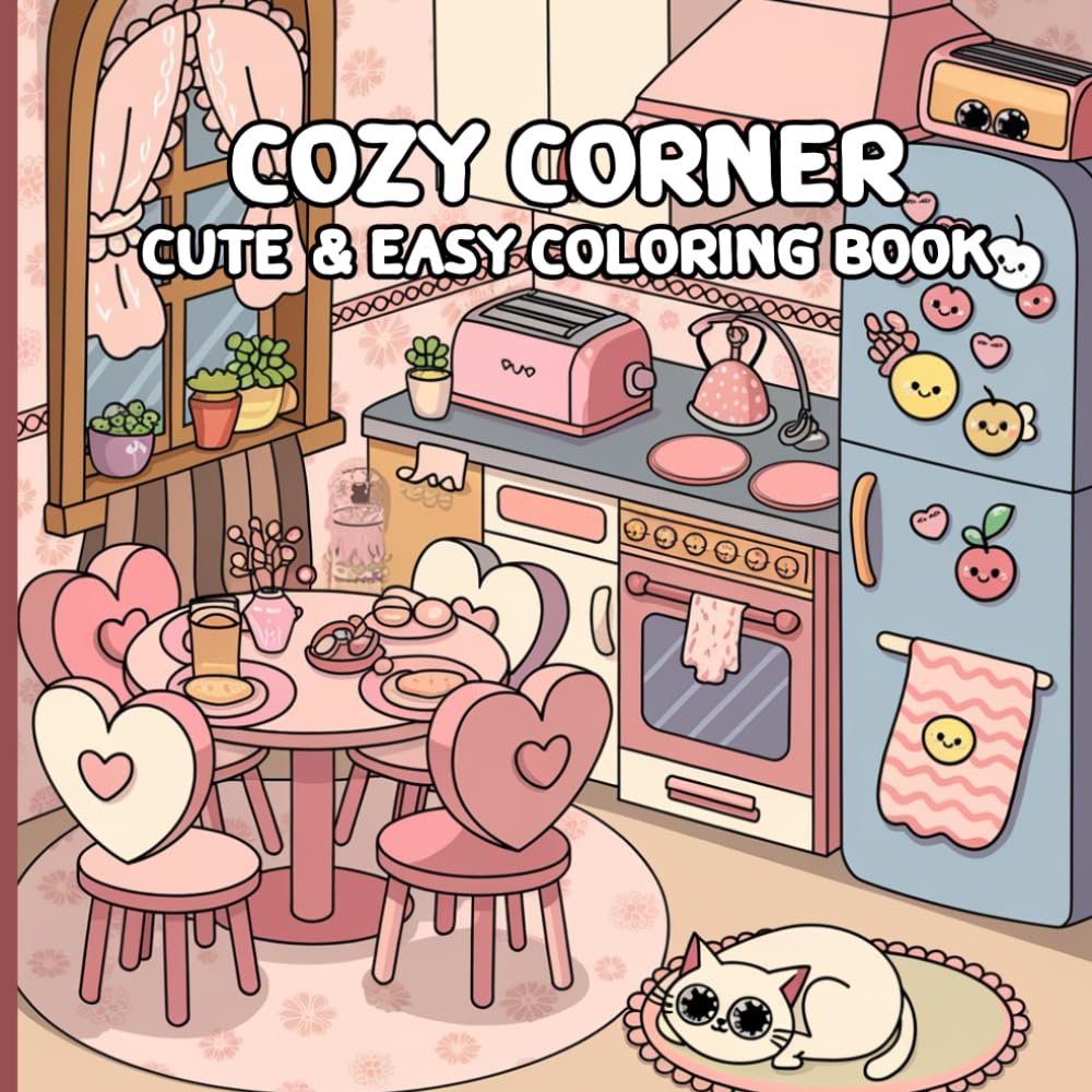 Cozy Corner : Cute & Easy Coloring Book: for Adults and Teens, Creative escape from the everyday hustle.