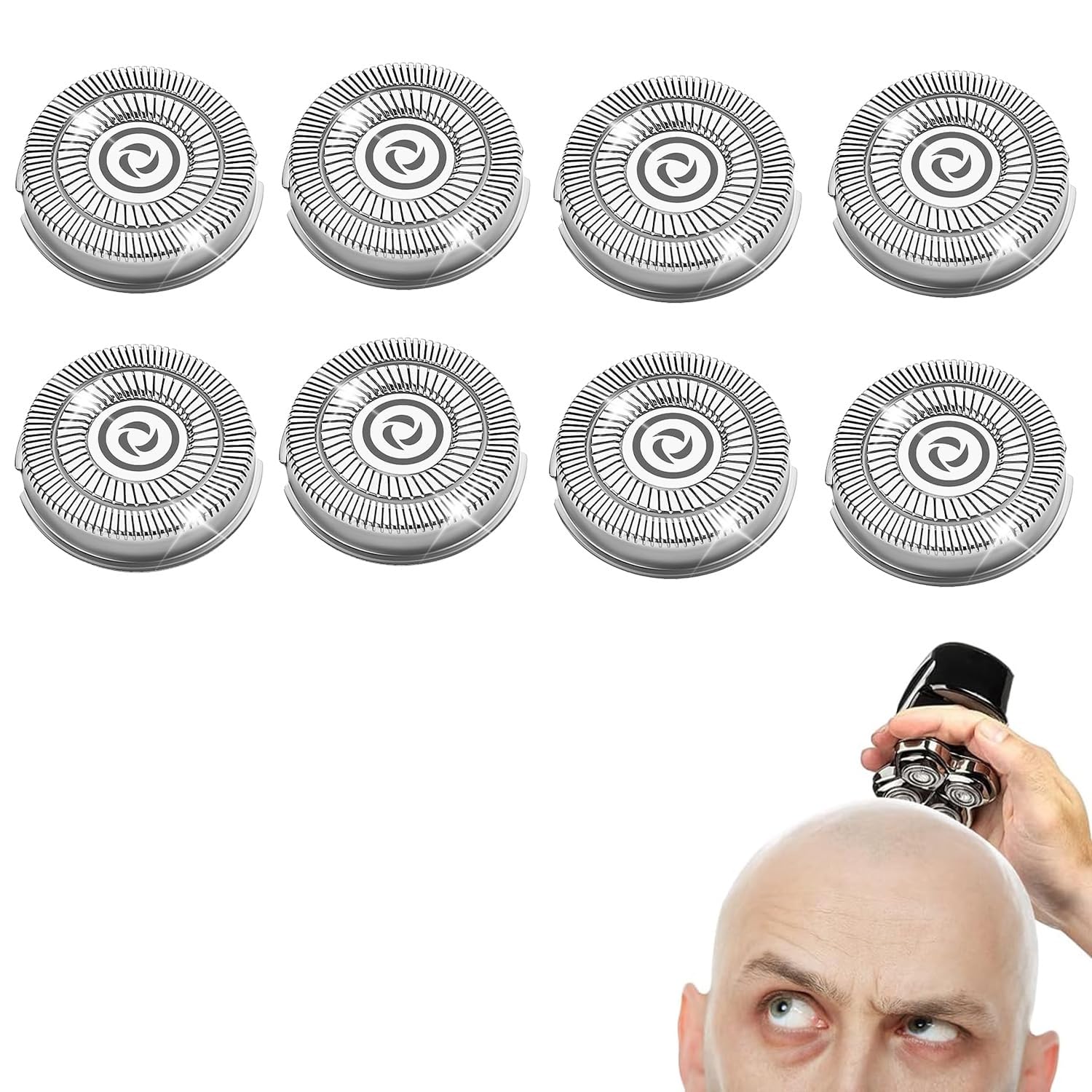 8PCS Shaver Head Replacement Blade compatible with Skull Shaver Pitbull Electric Razors silver-8