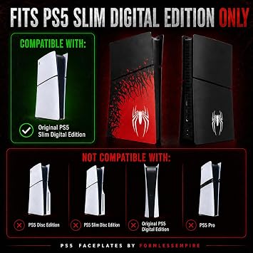 Faceplate for PS5 Slim Side Shell Plates PlayStation 5 Digital Edition Console Replacement Accessory Case Cover Custom Design Anti-Scratch Dust Cover Skin Protector (Slim Digital Spider)