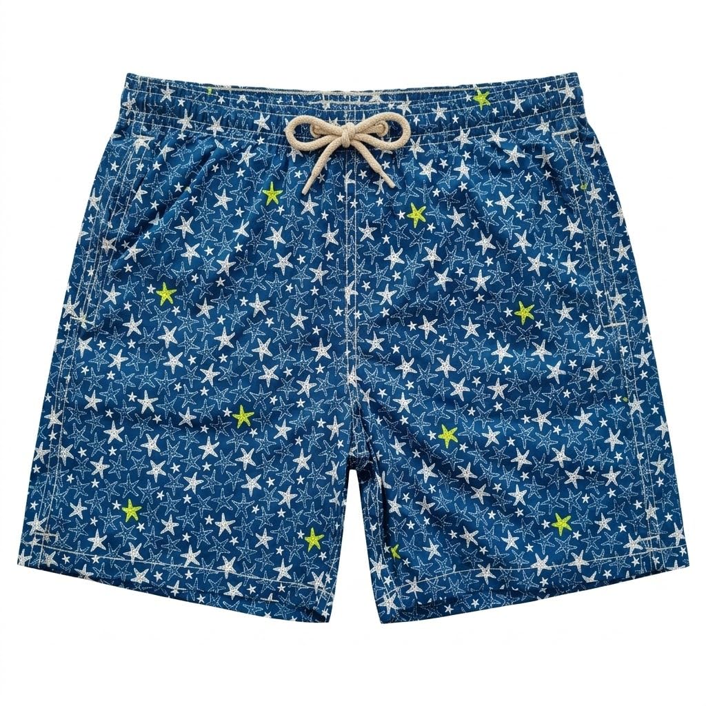 Saint Barth MC2 Costume Boxer Mare Jean Lighting Blu con Stampa Stelle Marine
