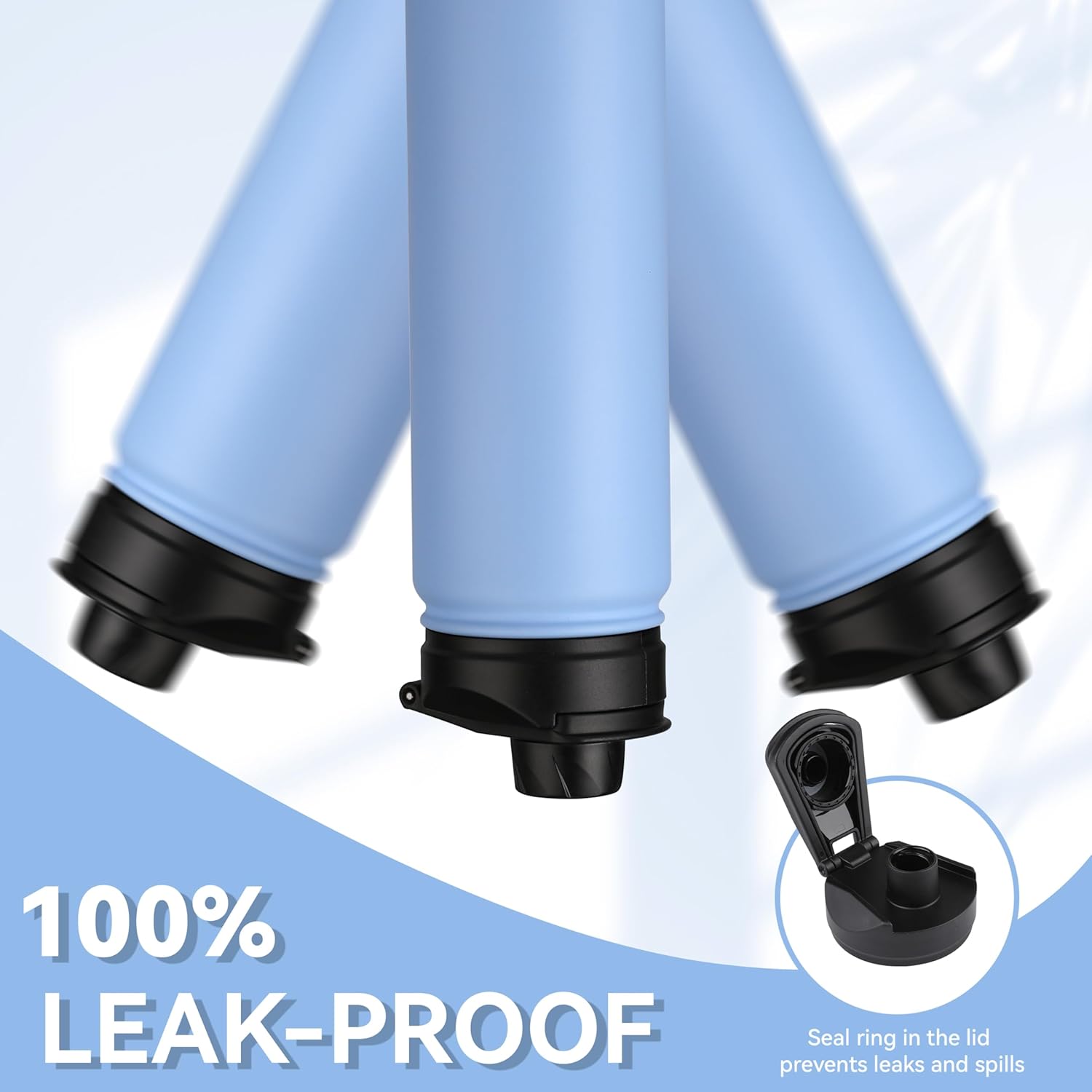 HASLE OUTFITTERS Insulated Water Bottle 22 oz Double Wall Stainless Steel Water Bottle Wide Mouth with Straw Lid & Spout Lid Keeps Cold or Hot(Blue,4) - Image 6