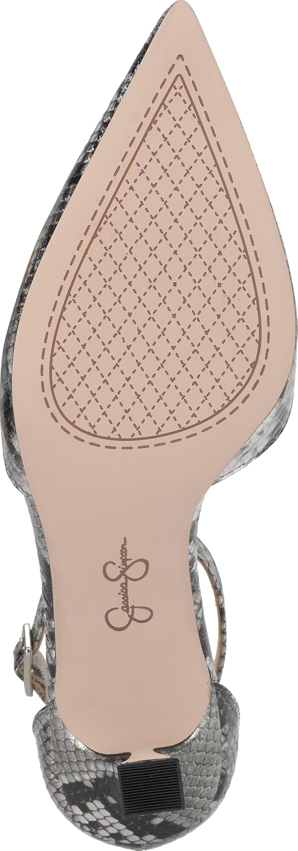 Jessica Simpson Women's Foxena Pointed Toe Ankle Strap Pump Chrome Metallic Snake 11 Medium by Jessica Simpson - Used condition - Image 4
