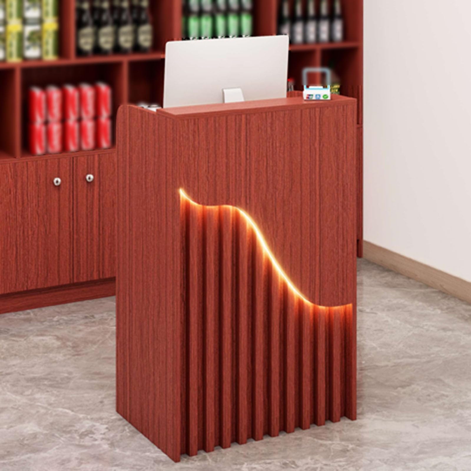 Banco reception da 1,8 m con Der Sto – ideale per mercati, minimarket e alberghi – Design moderno salvaspazio Solut