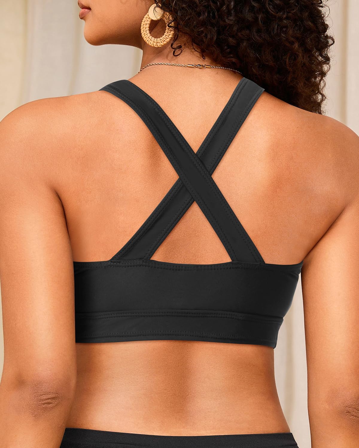 Holipick Women's Sports Bra Bikini Top Criss Cross Scoop Neck Swimsuit Bathing Suit Top Only - Image 2