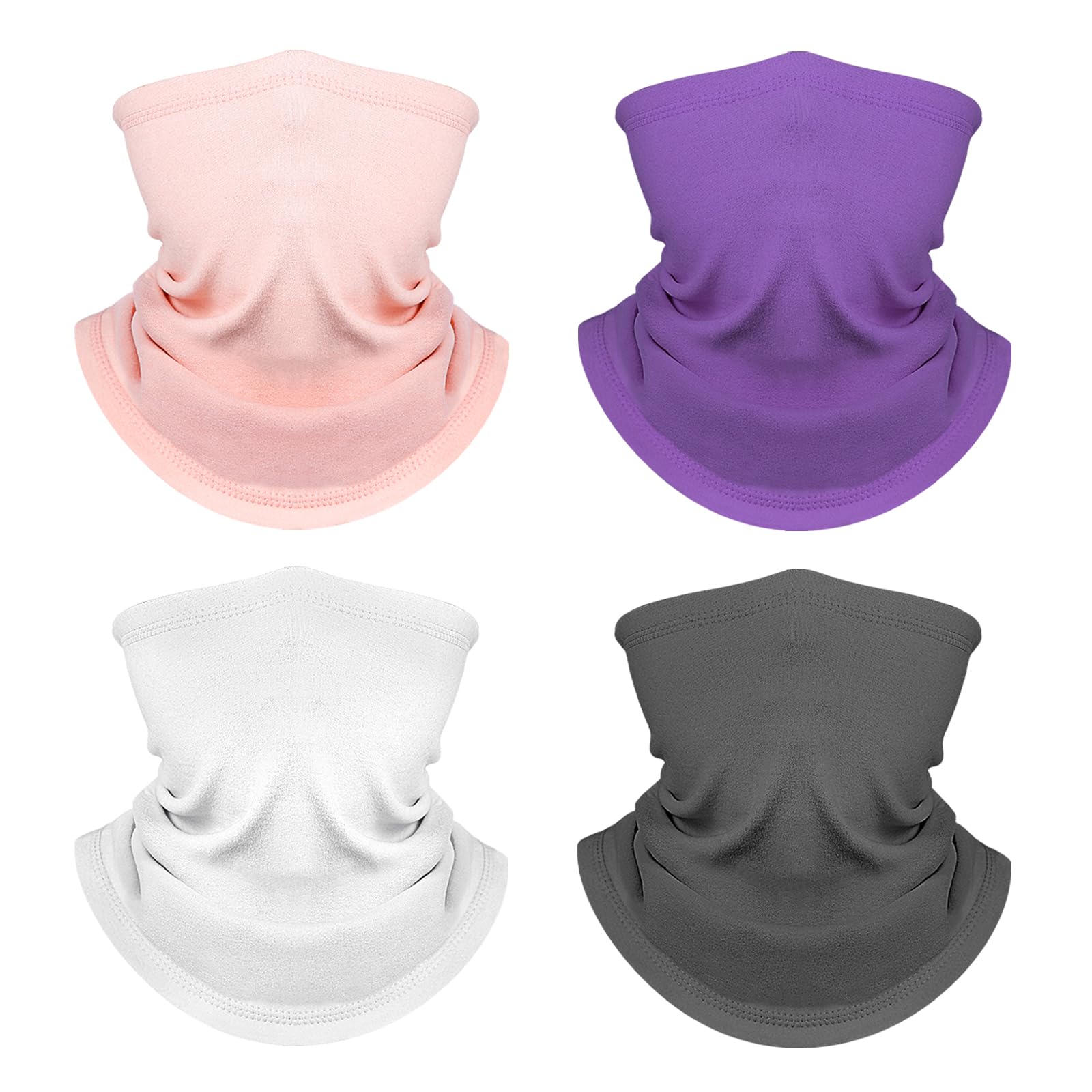 Winter Neck Warmer Gaiter: 4 Pack Windproof Face Cover Cold Weather Protection for Men Women Fleece Scarf for Skiing