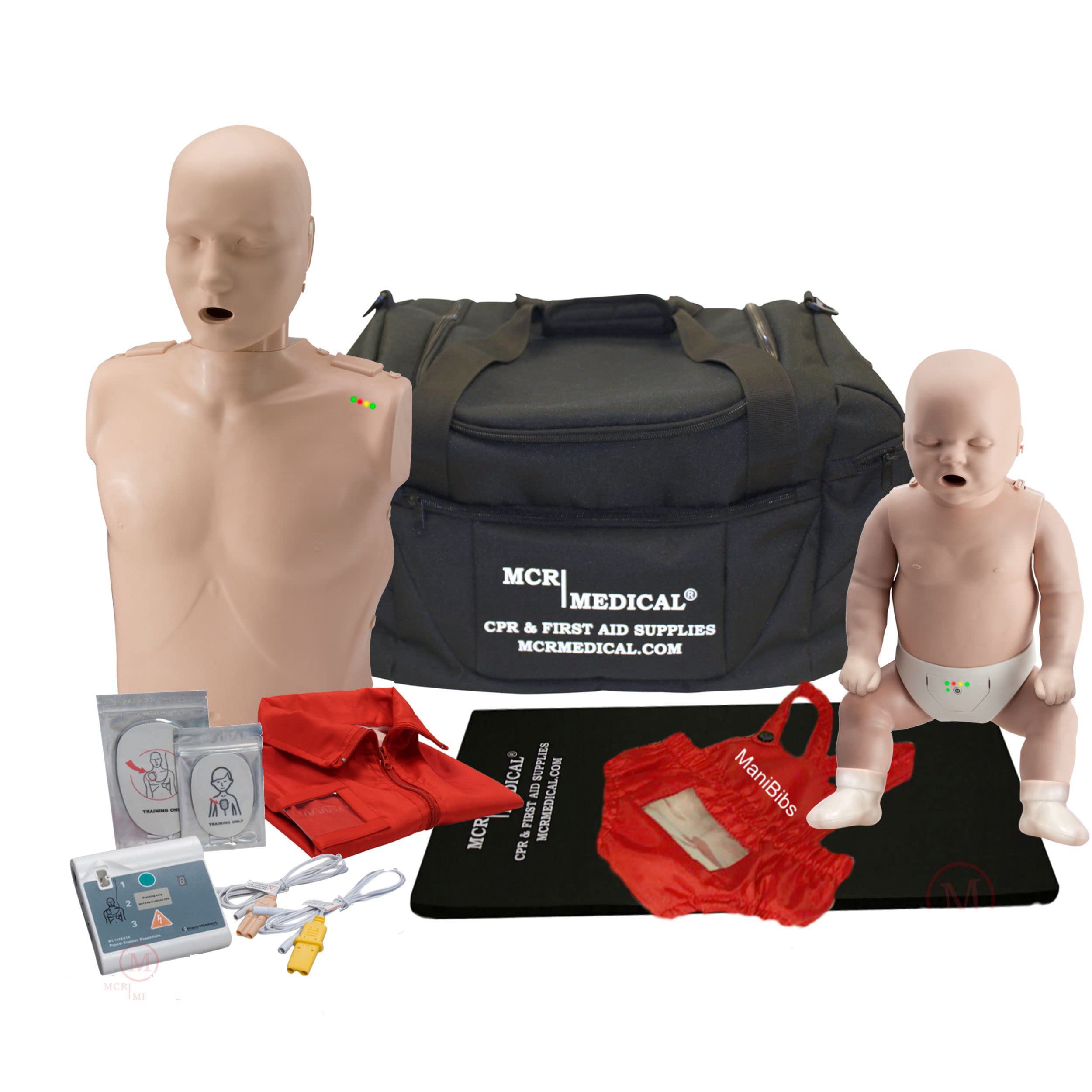 MCR Medical Prestan Adult and Infant CPR Manikin Kit with Feedback, WNL Essentials, and MCR Accessories