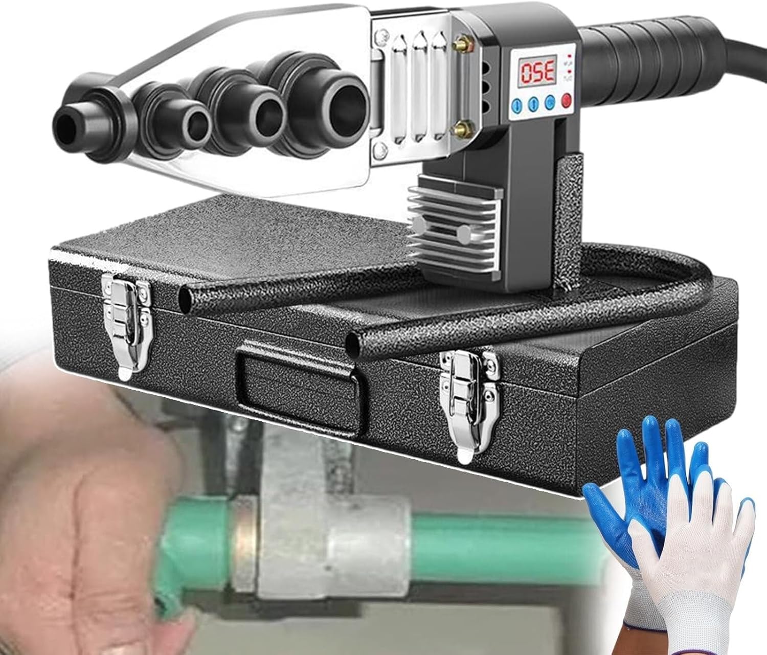 Portable Plastic Pipe Welding Machine 100-320° Digital Display PVC Pipe Heating Thermostat Pipe Fusion Welding Machine for Welding Pipes