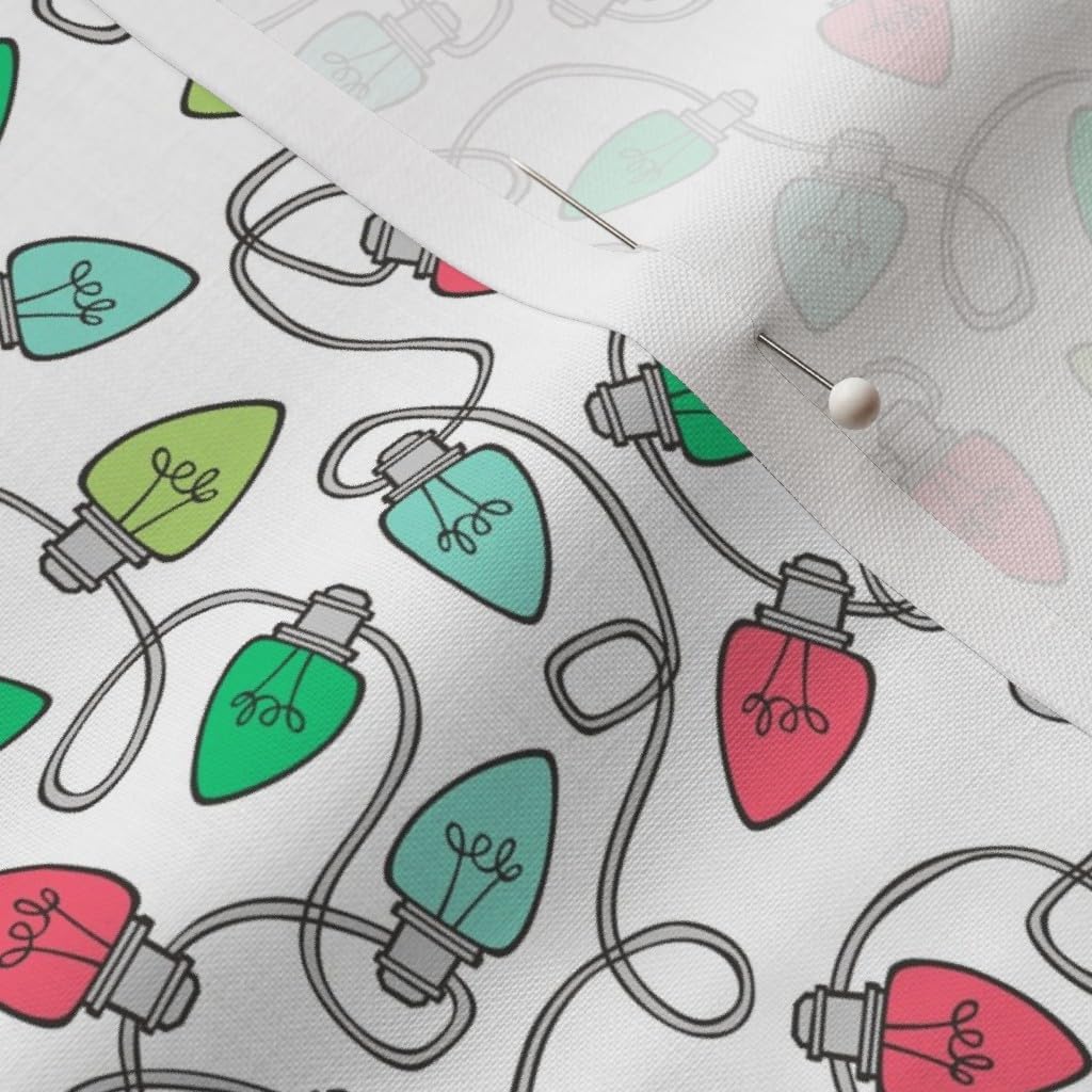Spoonflower Fabric - Christmas Xmas Holiday Red Green White Smaller Tiny Holidays Light Printed on Petal Signature Cotton Fabric by The Yard - Sewing Quilting Apparel Crafts Decor