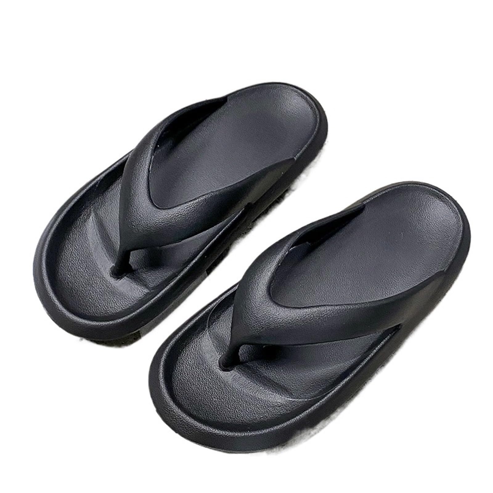 ERHTGUO Classy Flip-Flops, Summer For Beach Couples, Thick-Soled Outer Wear Sandals, Bathroom Bathing Non-Slip Slippers(Black,38-39)