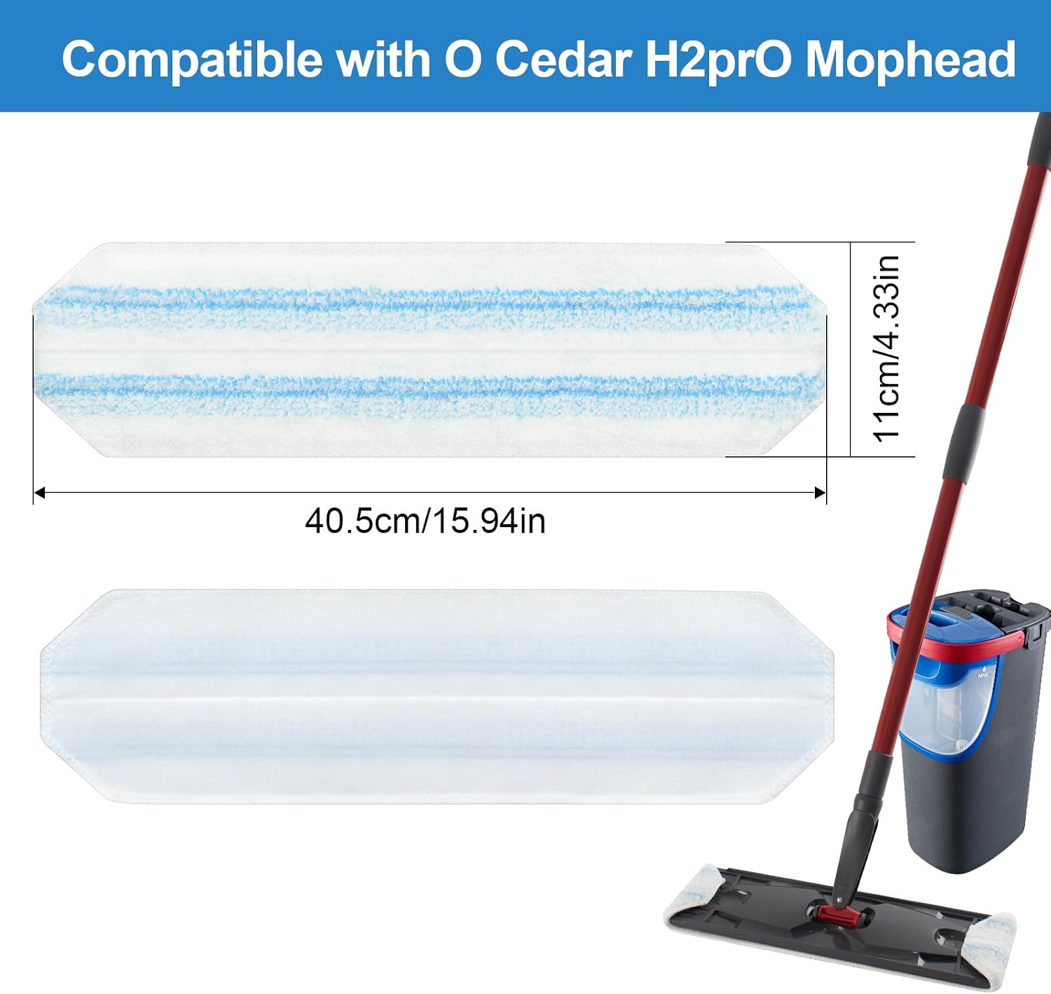 8 Pack Mop Pads Replacements Compatible with O Cedar H2prO Flat Mop System Microfiber Mop Refills for O Cedar H2pro Flat Mop,Washable & Reusable Mop Heads Replacement for Ocedar H2Pro Mop Floor Clean thumbnail