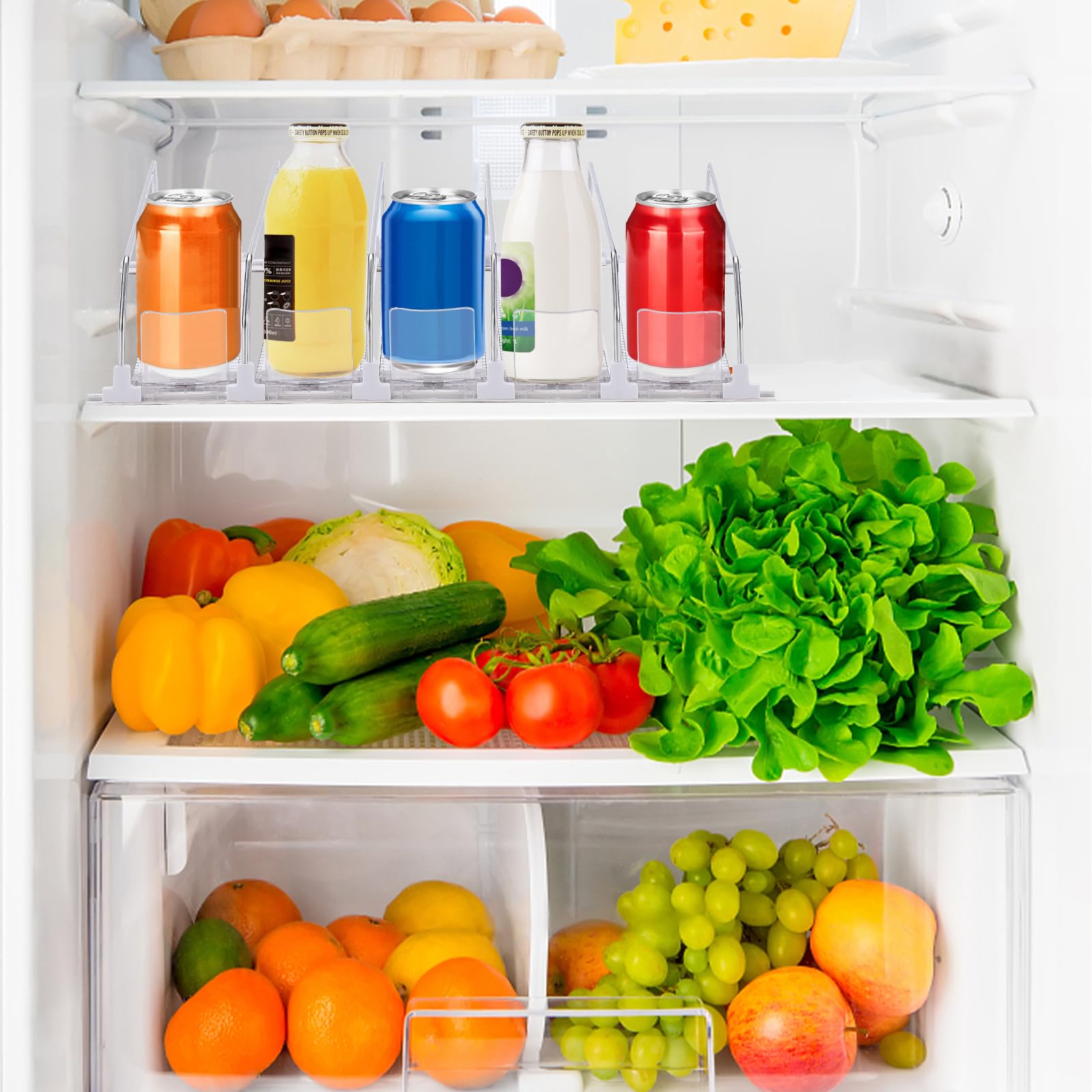 Organizadores de Latas de Refresco Autoempujantes, Organizadores de Bebidas Minicloss para Nevera, Almacenamiento de Bebidas con Resorte, Dispensador Automático de Latas con