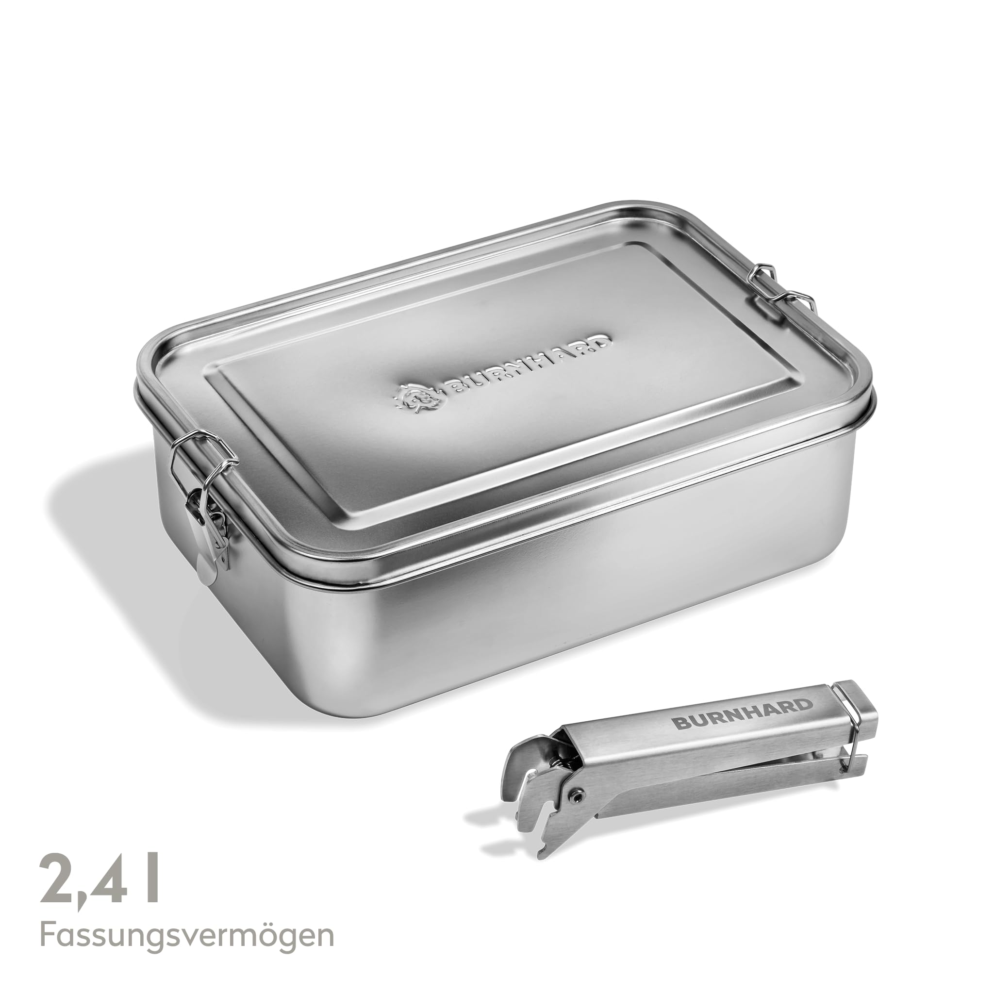 BURNHARD® Camping Kochgeschirr Edelstahl, 2,4 l, All-in-One Cooking | multifunktional, 7,7 x 24 x 17 cm, Universal & JONES-Serie