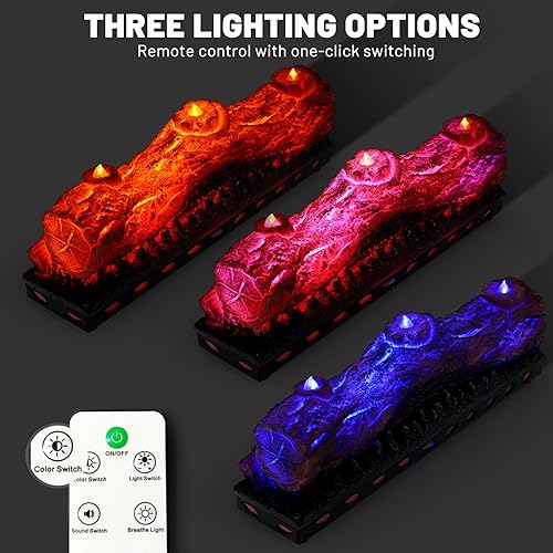 Miniatura 3 de Troncos de chimenea eléctrica con efecto de llama realista con vela LED de luz de llama alimentada por USB, 16 pulgadas, chimenea eléctrica, tronco,