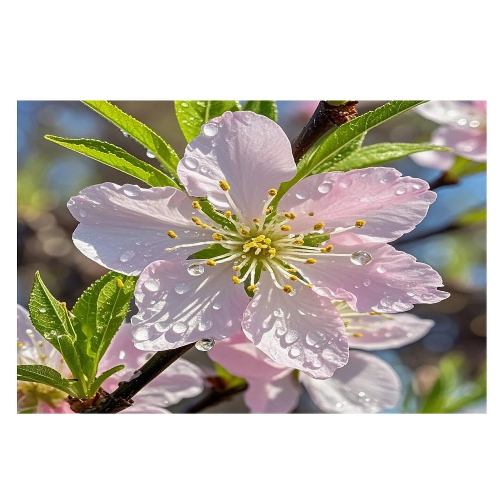Peach Cherry Blossom Placemats Flax Place Mats for Dining Table Rectangle Non-Slip Table Mats Heat Resistant Washable Placemat for Kitchen Home Decor Party Outdoor 12" X 18"