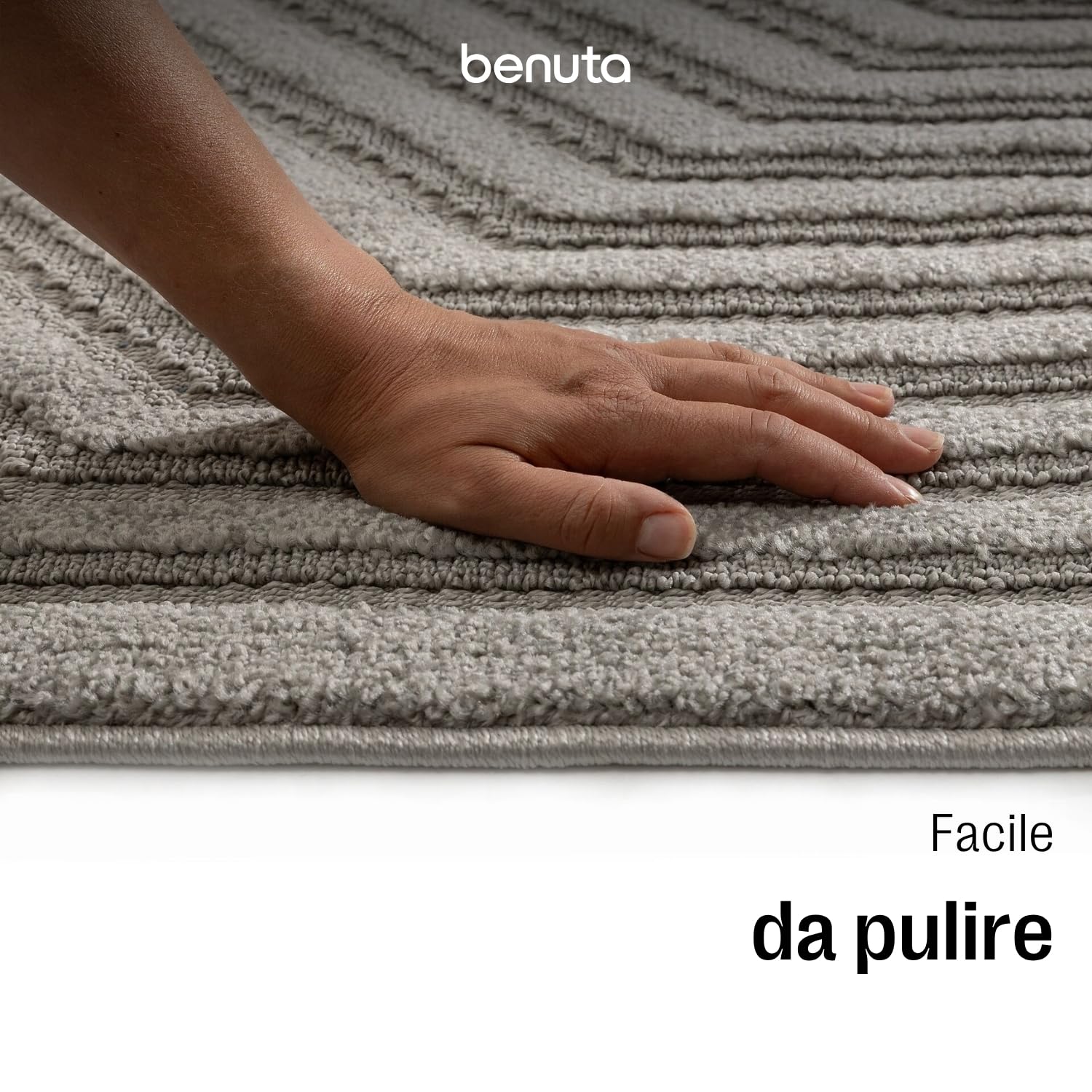 benuta Basic Tappeto salotto Leo - Grigio chiaro 160x230 cm - Astratto rilievo soggiorno, camera letto, corridoio - Facile - Pavimento riscaldato