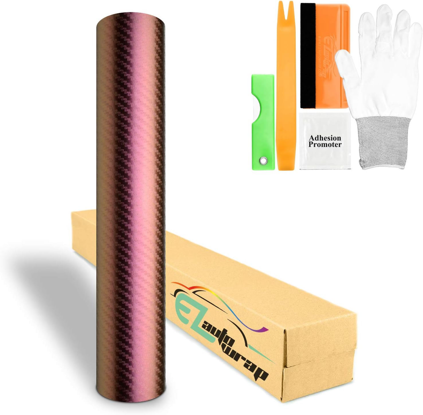 Free Tool Kit Chameleon Purple Gold 3D Carbon Fiber Textured Matte Car Vinyl Wrap Sticker Decal Film Sheet Color Shifting Change - 60"X240" (5FT X 20FT)