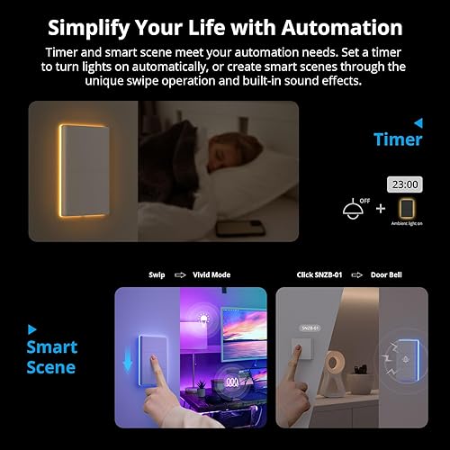 Miniatura 3 de SONOFF Interruptor de luz inteligente, interruptor de luz WiFi de 2.4 GHz, funciona con Alexa y Google Home, T5 2 Gang 1 Way Smart Life Light