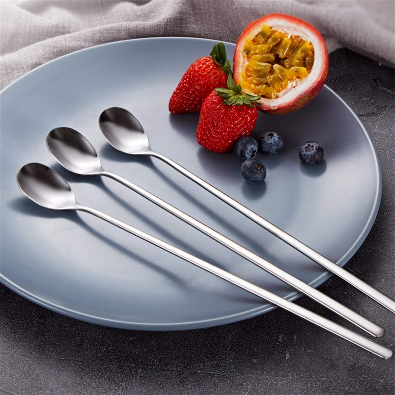 Cucharas de Postre Cuchara de Mango Largo de Acero Inoxidable, Leche en Polvo, Miel, café, Bebida Que agitaba la Cuchara, extensión, Varilla de agitación ​Cucharas de Cóctel (Color : C)