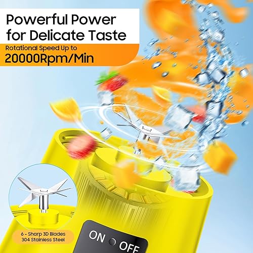 Miniatura 3 de Licuadora personal para batidos y licuados – Nueva actualización 2025 portátil inalámbrica USB-C recargable, taza de jugo sin BAP de 12.8 fl oz, 6