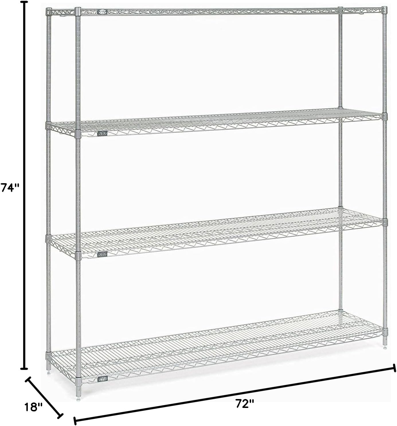 Nexel 18727C Chrome Wire Shelving, 72" W X 18" D x 74" H