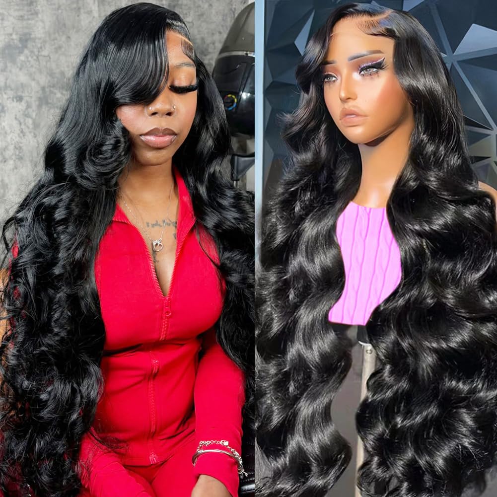 OWNROSE 34 Inch 13x6 Lace Front Wigs Human Hair 200% Density Body Wave HD Lace Front Wigs Human Hair Pre Plucked Glueless Wig 100% Virgin Lace Front