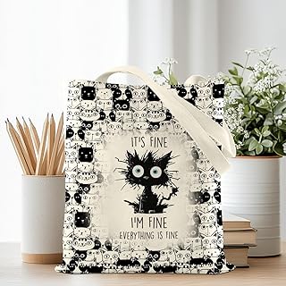 Funny Cat Tote Bag, I'm Fine Everything Is Fine, Tote Bag for Women, The...