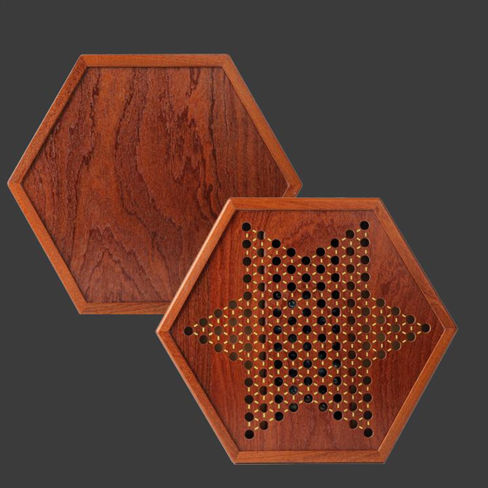 Jeu De Dames Chinoises en Bois-avec Billes De Verre Colorées,Jeu De Dames,Chinoises Classique Dames Chinoises Stratégie Colorées Extérieur,intérieur pour Jeu De Société Éducatif Dames