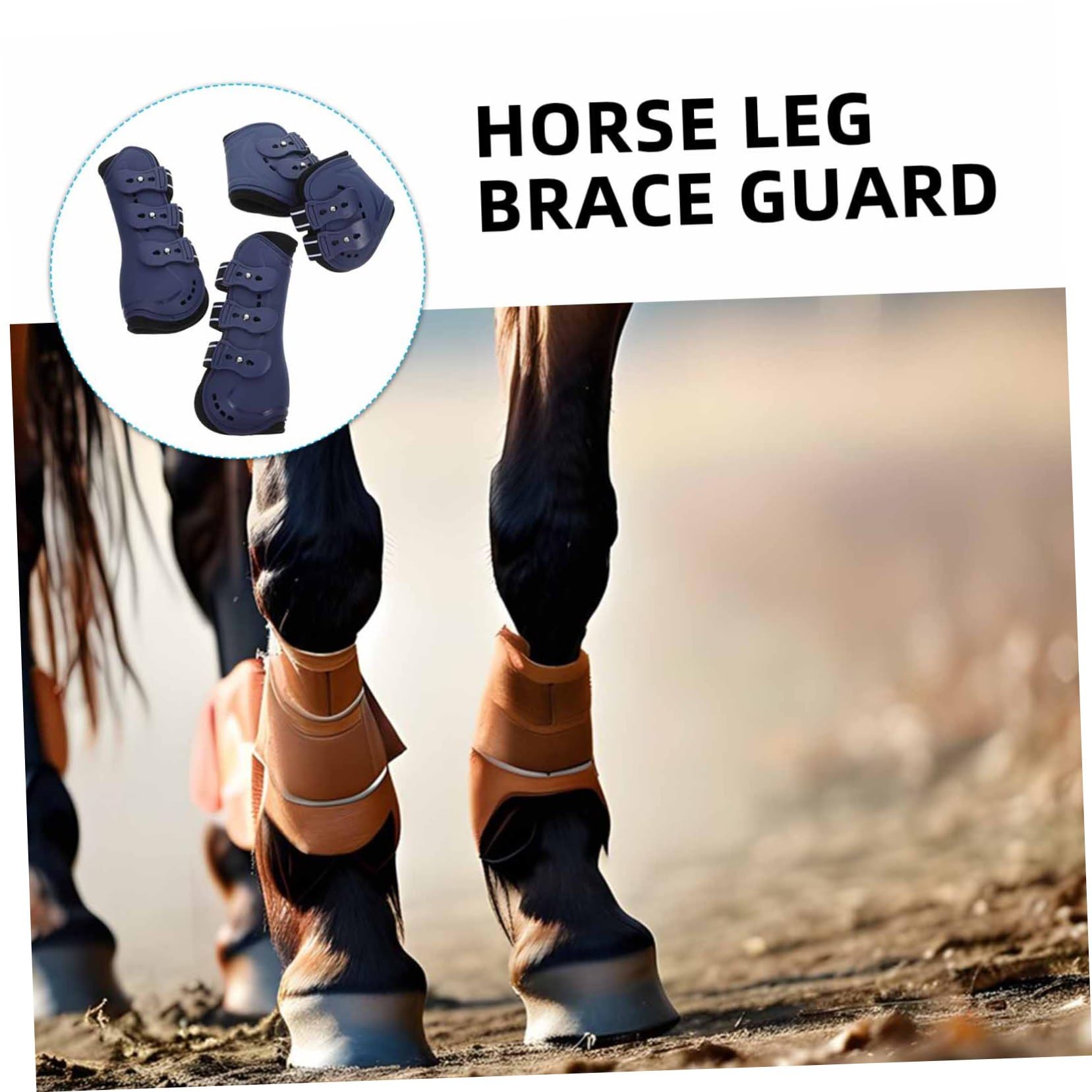 COLLBATH Botas para Caballos Botas para Patas de Caballo Soporte para Tendones Botas para Tendones de Caballo con Delantera Abierta Ajuste Cómodo