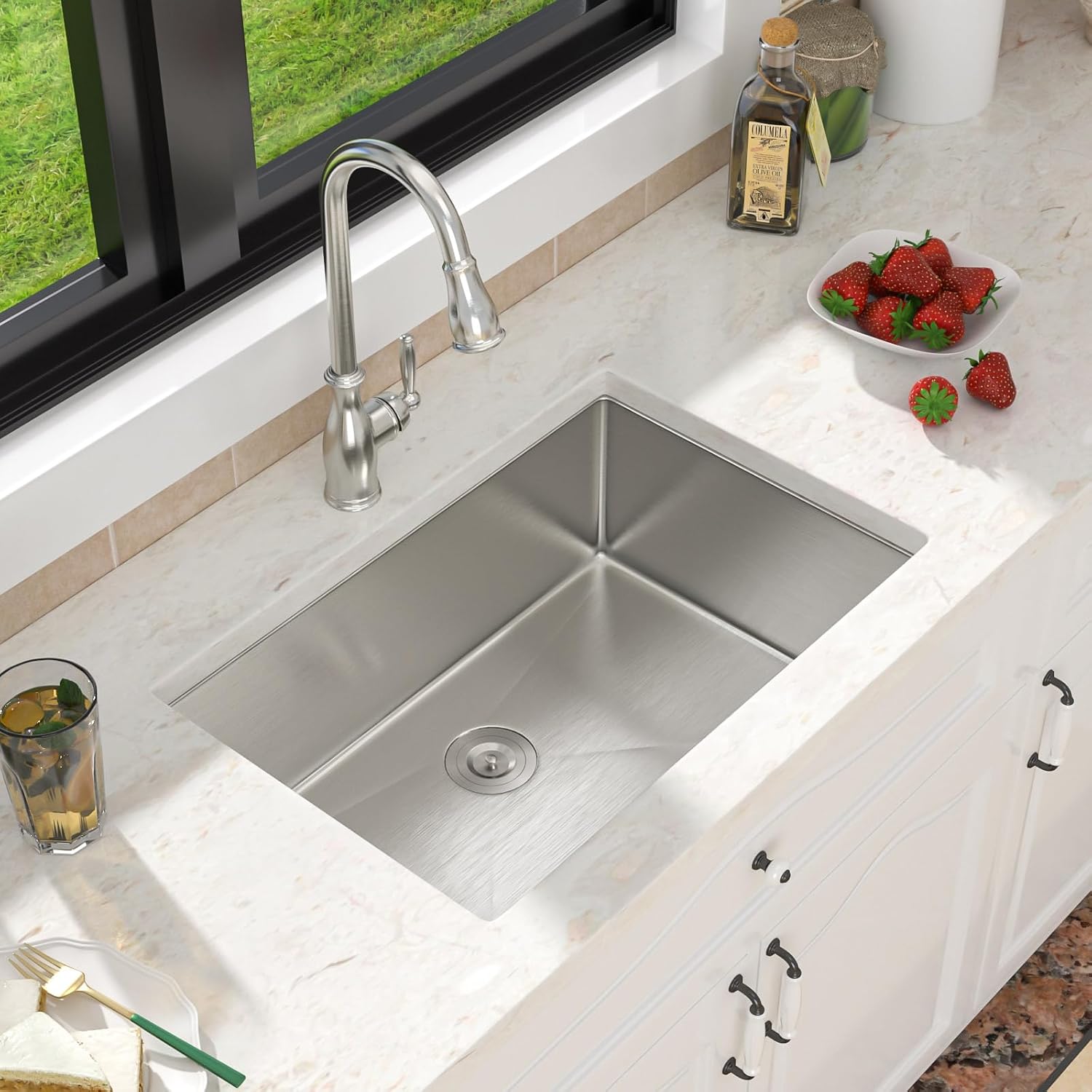 28 x 18 x 9 Inch undermount Kitchen Sink 16 Gague Stainless Steel Handmade Sink Single Bowl Large Deep Sinks,28"x18"x9" product image