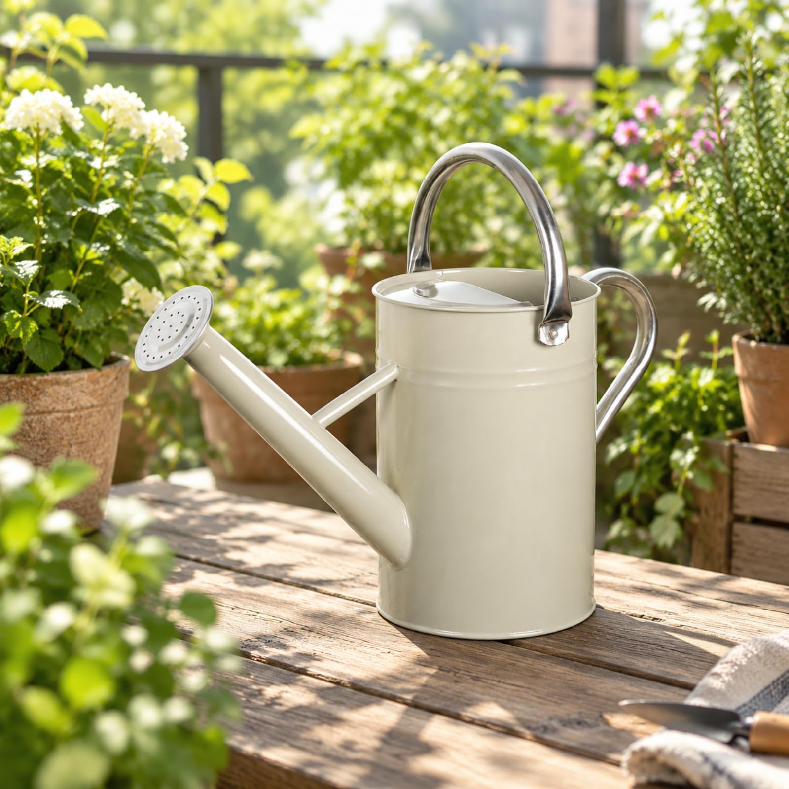 Annaffiatoio con Doccetta Forata a Versamento Facile Annaffiatoio da 4,5 Litri Robusto Innaffiatoio in Metallo per Giardinieri, Giardino,