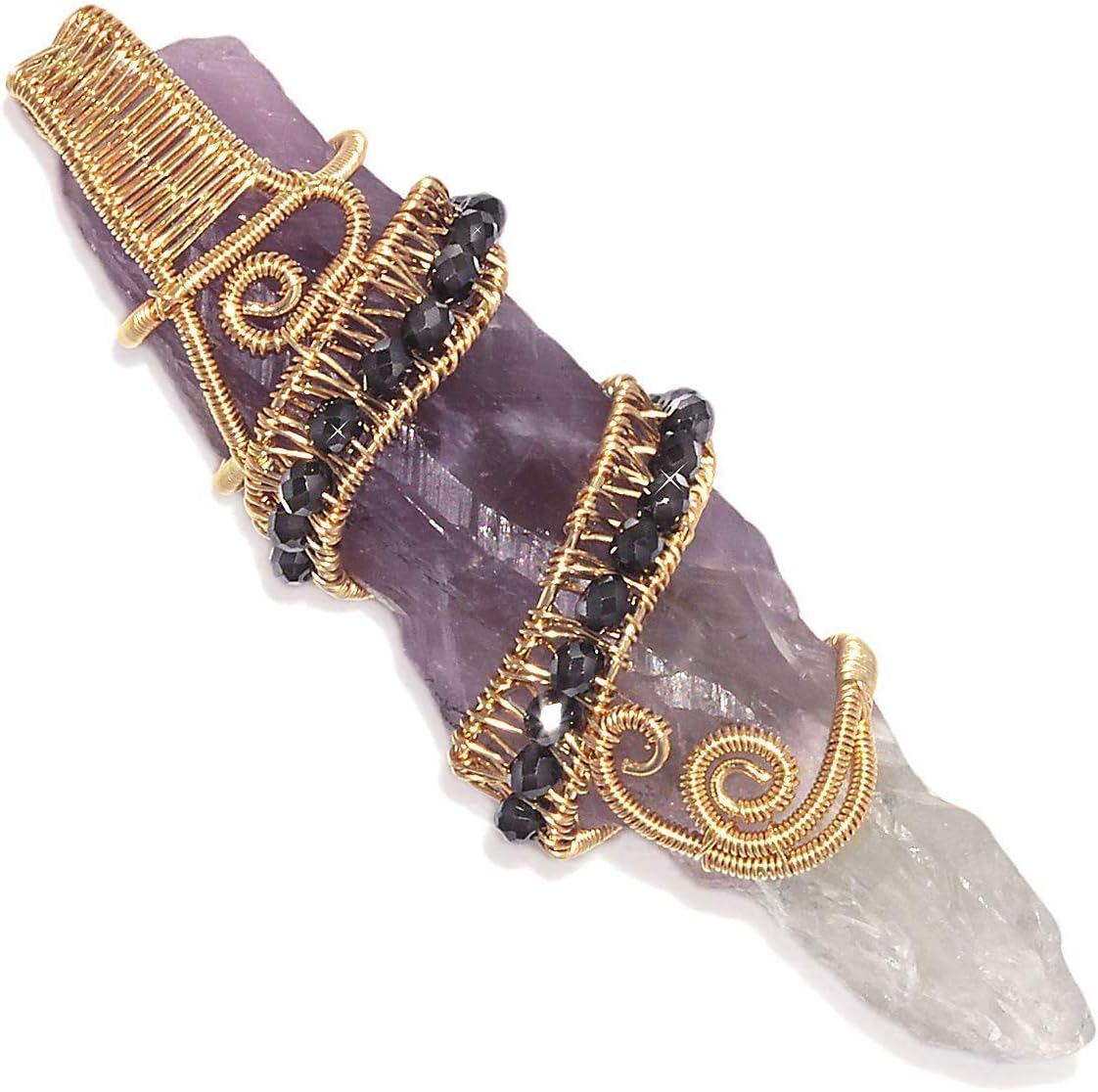 Auralite 23 Crystal Woven Wire Wrapped 14K GF Pendant