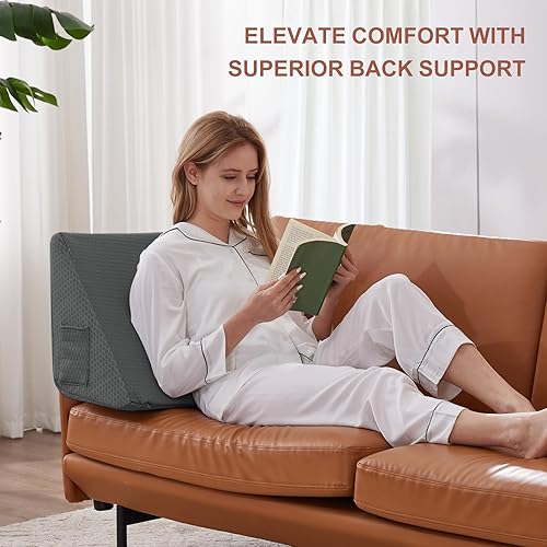 Miniatura 8 de Bedluxe Almohada de cuña de rodilla, almohada de espuma viscoelástica para piernas para dormir de espalda, almohadas de cuña para piernas después de