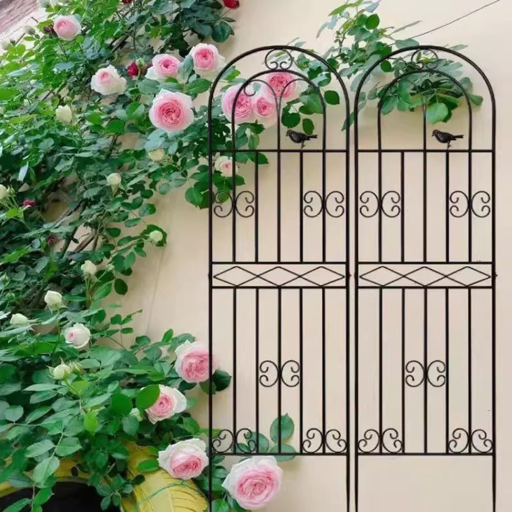 Wolnostojąca metalowa kratka ogrodowa, podpórki do roślin pnących, róż, winorośli, bluszczu i powojników, elegancki czarny design, 110 x 50 cm