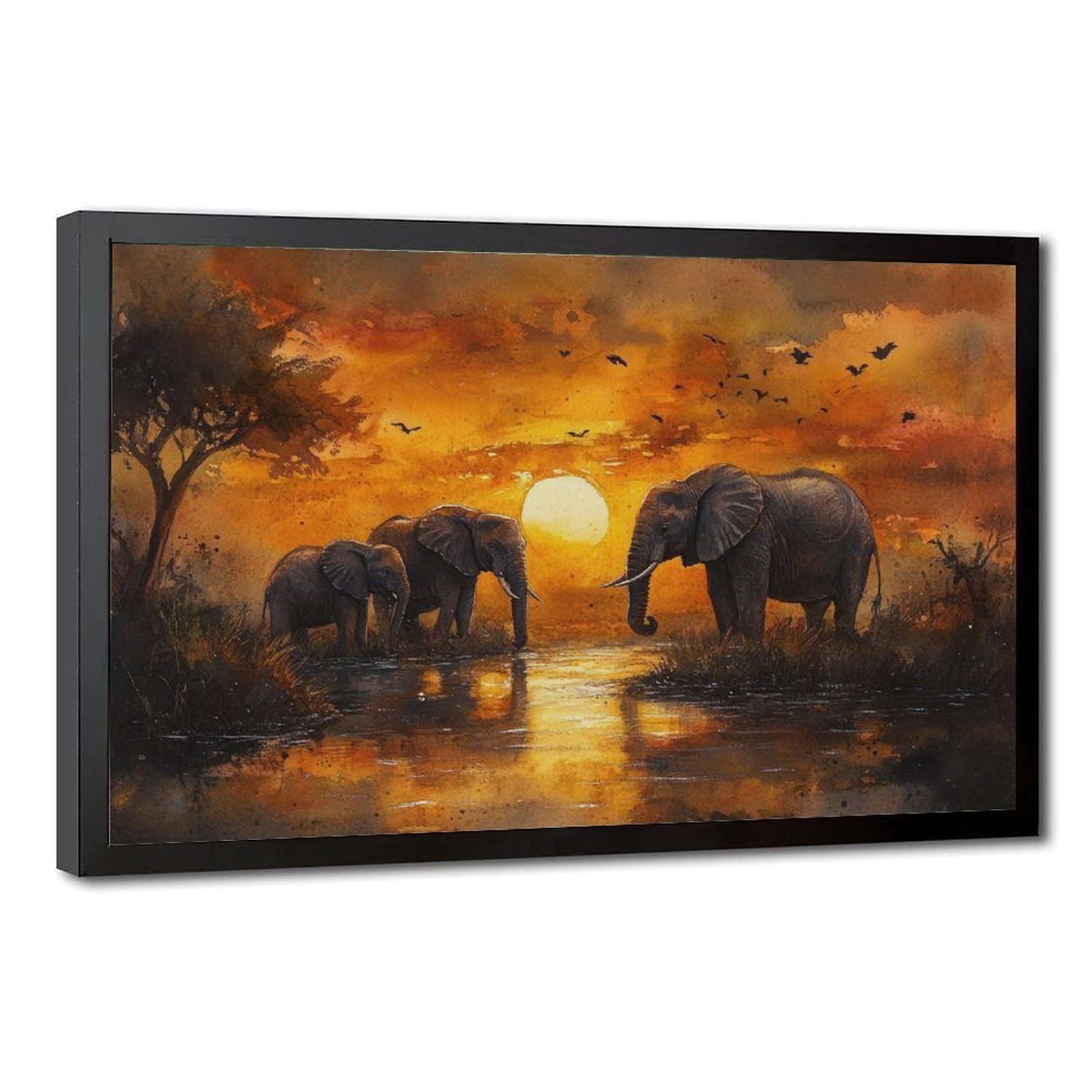 Bareronor Huge Elephant Poster Canvas Poster Bedroom Decor Landscape Office Room Decor Gift 24" L X 36" W