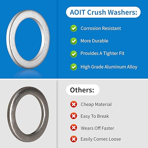 Miniatura 9 de 10 juntas de tapón de drenaje de aceite de aluminio, sellos de arandelas aplastantes para Honda Accord Civic CRV CR-V Acura Odyssey Pilot Fit