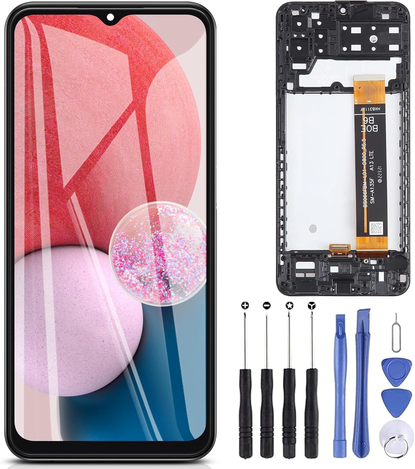 ZOETEC Bildschirmersatz für Samsung Galaxy A13 4G SM-A135F SM-A137F LCD-Display, Touchscreen, Digitizer, komplette Montage mit Rahmen, Reparaturwerkzeug-Set