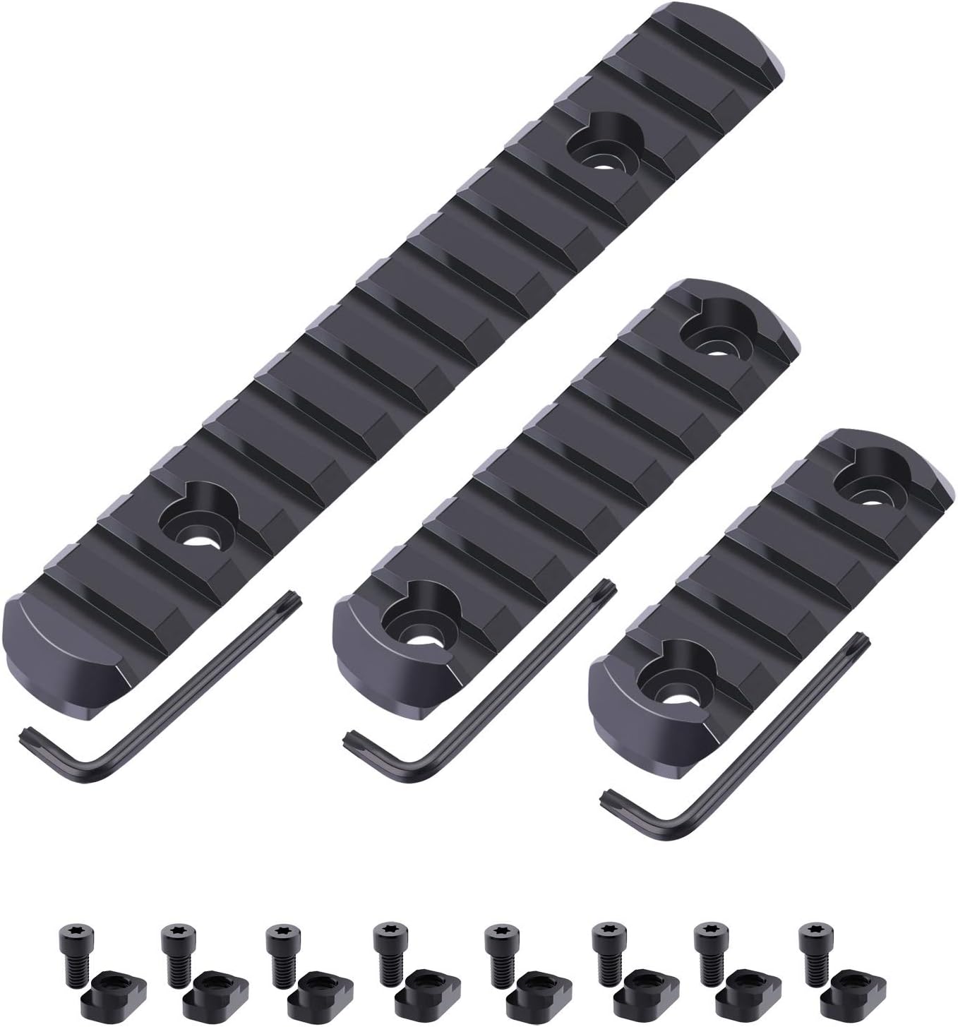 Fyland Picatinny Rail Section Compatible with Systems 5-Slot 7-Slot 13-Slot Aluminum Picatinny Rail with Allen Wrench, 8 T-Nuts and 8 Screws