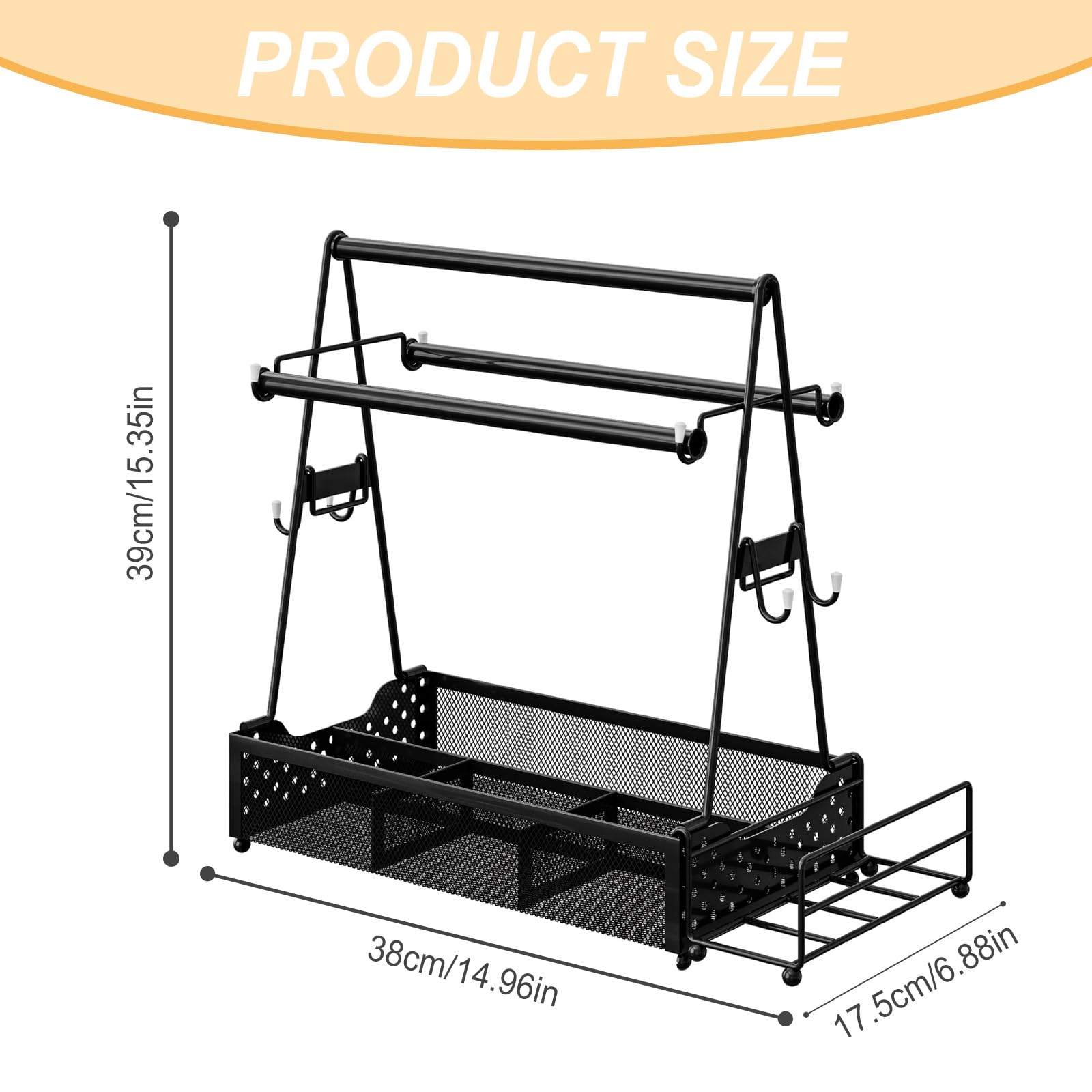 Grill Caddy, contenitore per utensili da barbecue, con porta asciugamani di carta e 4 ganci, in metallo, accessori da campeggio, organizer per cucina all'aperto