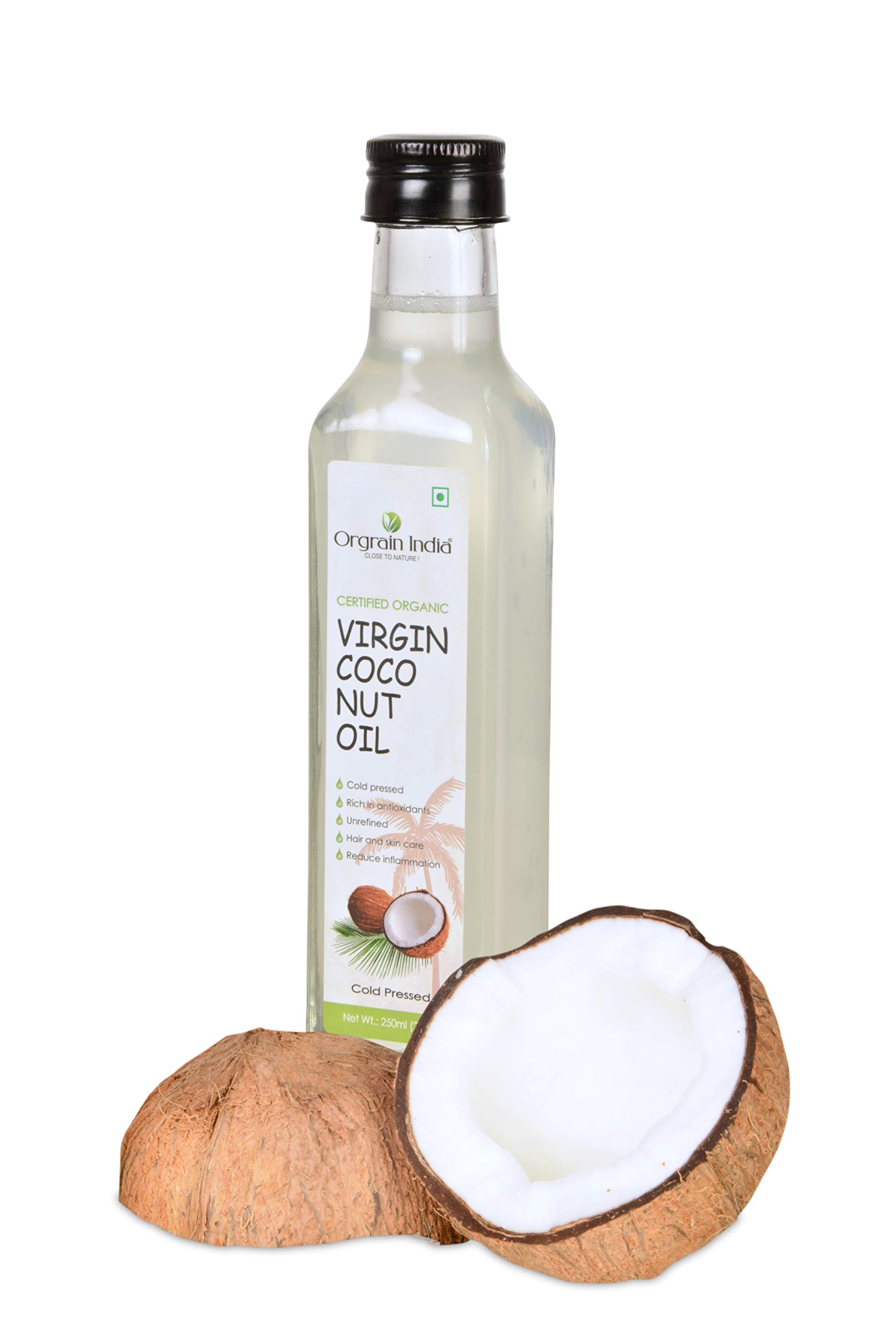 Orgrain India Certified Organic Raw Cold Pressed Extra Virgin Coconut Oil | Unrefined, Zero Heat Process, Supports Immunity, Hair & Skin, Massage, 100% Edible with Rich Tropical (250ml) (B08QCDHWF4) Amazon Price History, Amazon Price Tracker