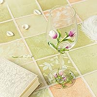Vista 11 de Simcat Handmade Painted Enamel Flower Glass Wine Glasses Transparent Refined Goblet, Stem For Cabernet, Gifts