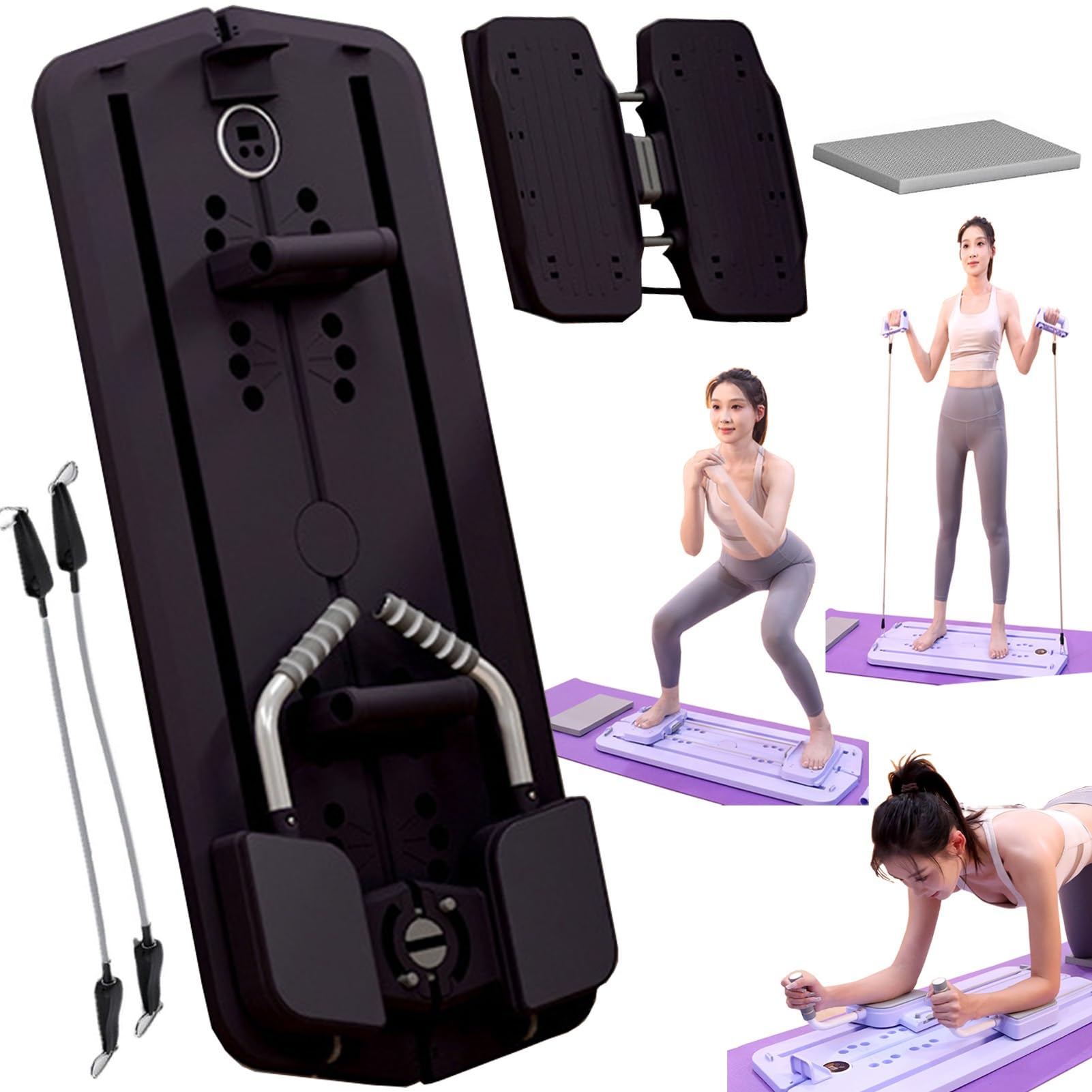 Pilates Board Pilates Reformer Ski Machine Set Ab Roller Exercise Wheel Automatic Rebound Abdominal Workout Pelvic Floor Muscle Training Push-up Home Equipment