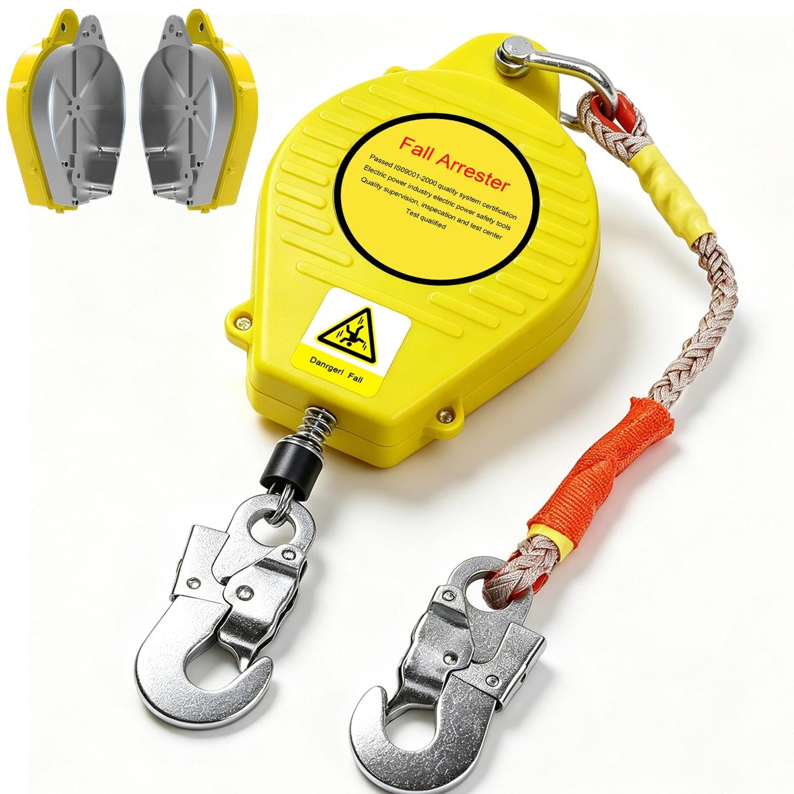 Dispositivo Anticaduta Retrattile Certificato, 3-20m Imbracatura di Sicurezza Anticaduta, 150kg Dispositivo Sicurezza Anticaduta con Gancio Autobloccante per Tetto, Carico 150kg(Giallo,20m)