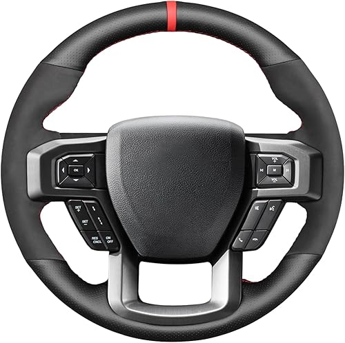 MEWANT F150 - Fundas para volante de automóvil Ford, cuero de gamuza cosido a mano para Ford F-150 Raptor 2015-2020