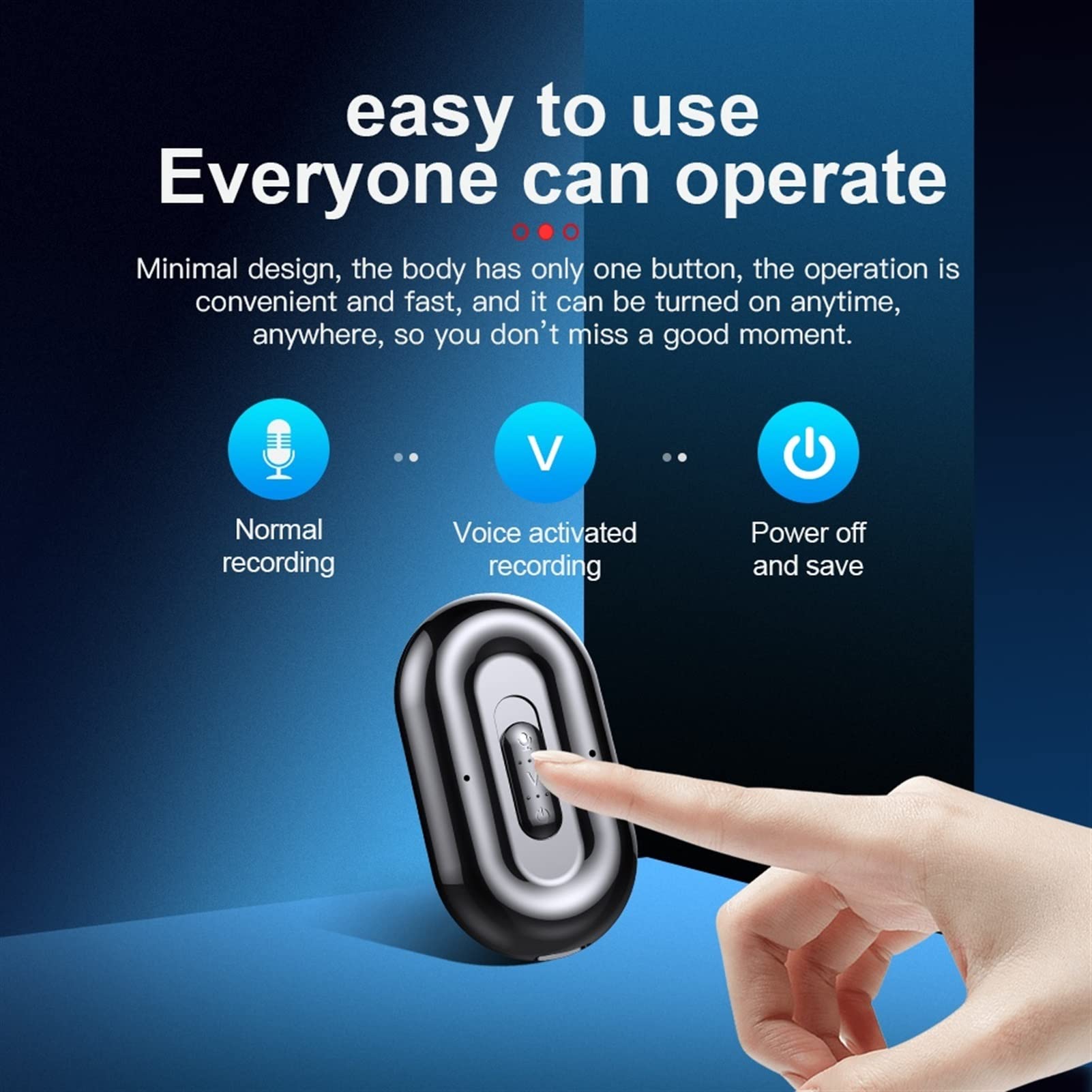 AMbaYZ Mini Registratore Audio Con Password – 8GB, Supporta MP3/WAV, Fino A 30m Di Portata, Ricaricabile USB-C